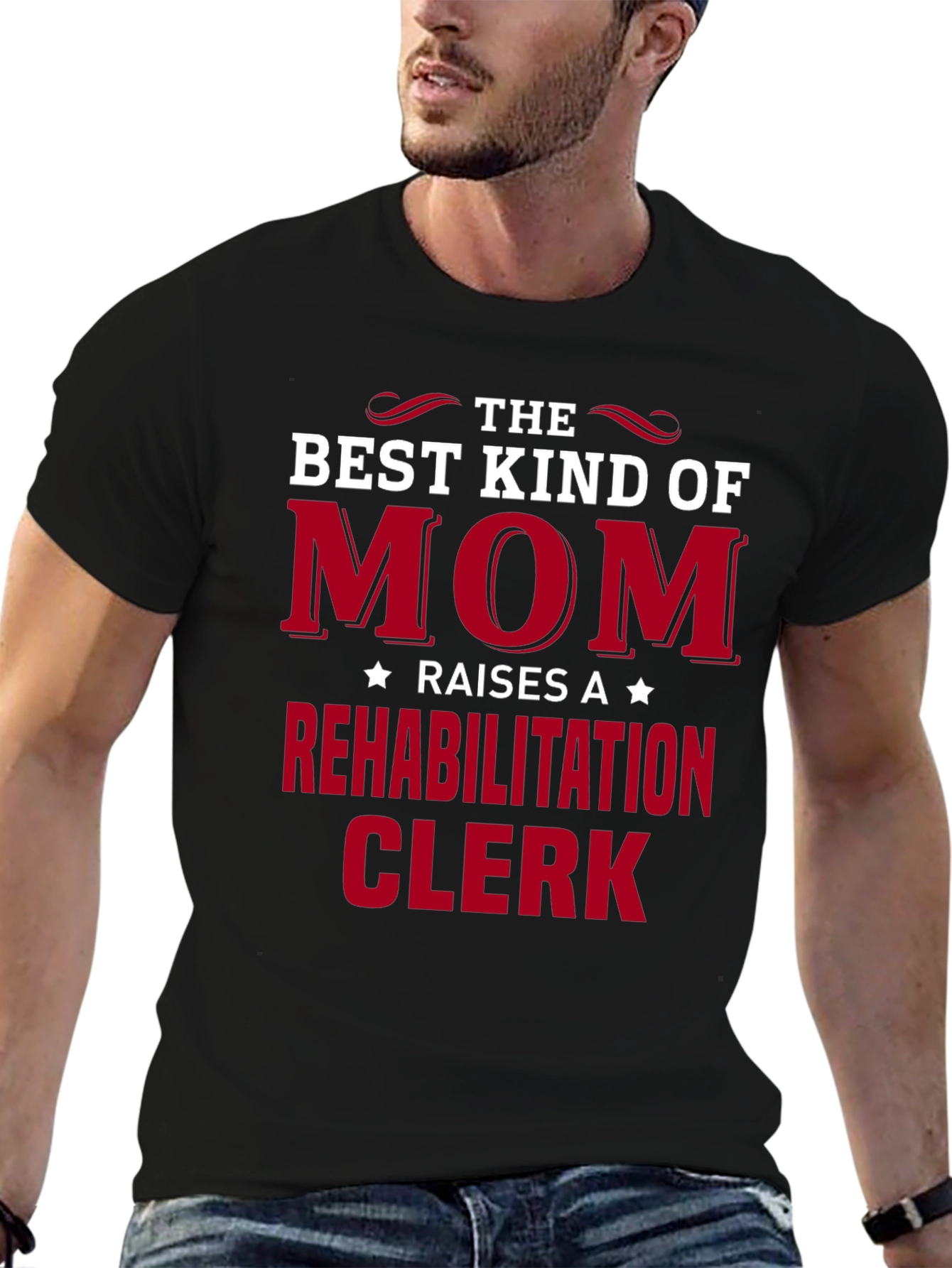 Black Best Kind of Mom Rehabilitation Clerk T-Shirt view 6