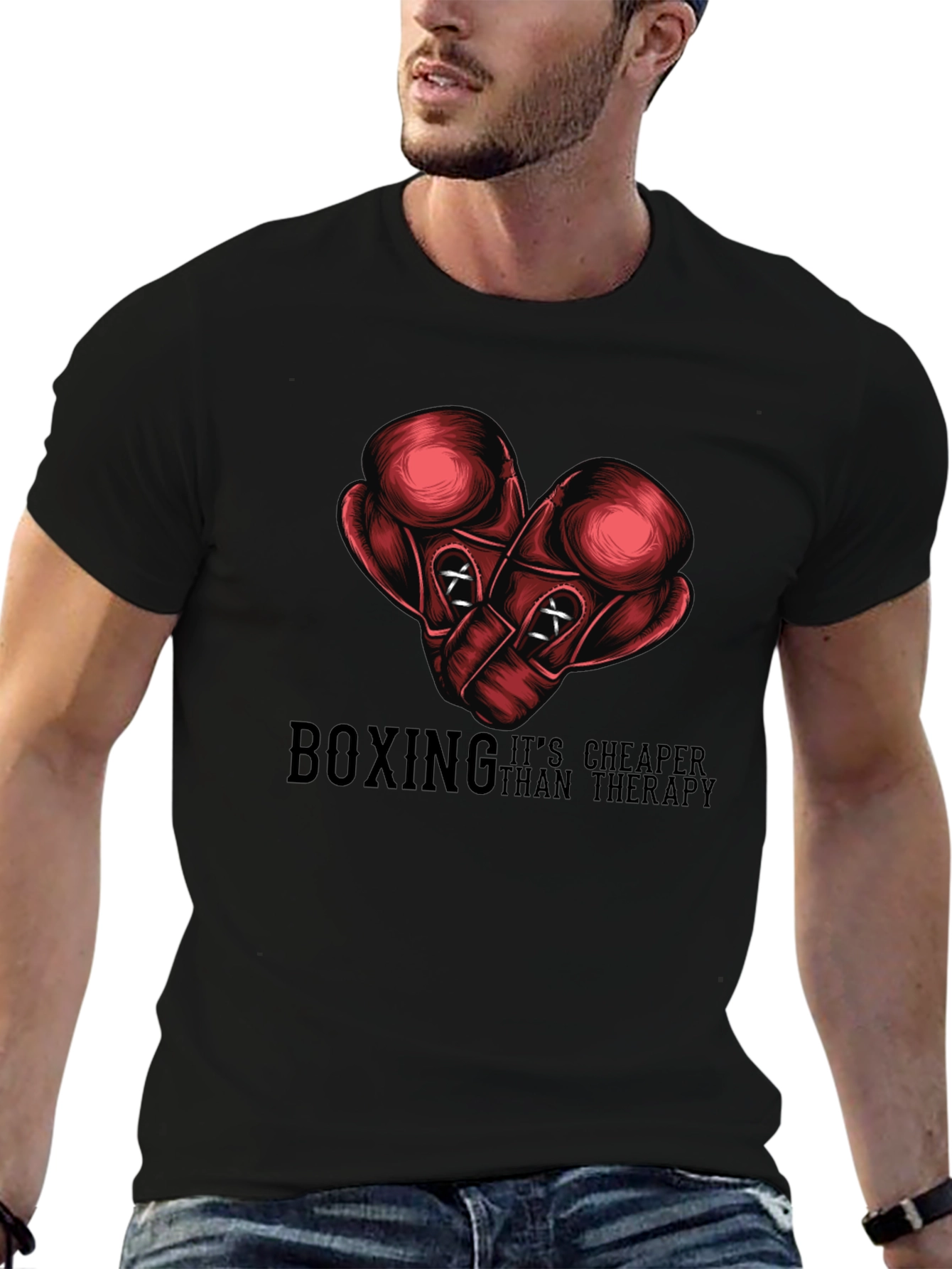 Black Boxing Cheaper Than Therapy Graphic Tee view 6