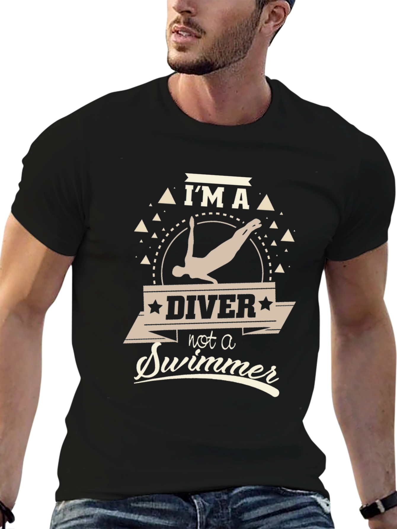 Black I'm A Diver Not A Swimmer T-Shirt view 6