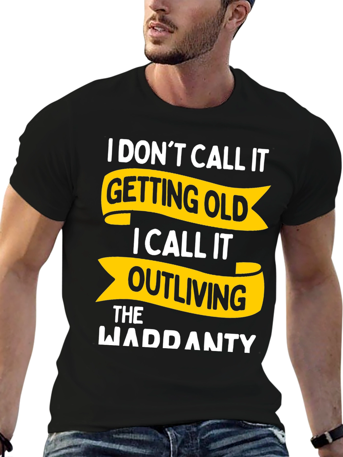 Black Funny Outliving Warranty T-Shirt - Novelty Gift view 6