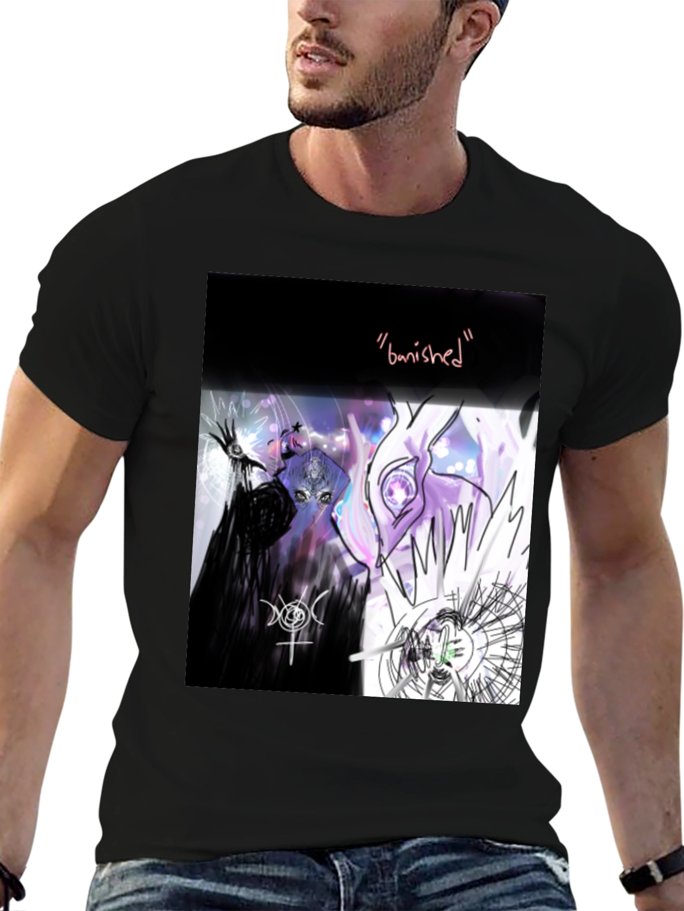 Black Banishment Graphic Tee - Unique Art T-Shirt view 6