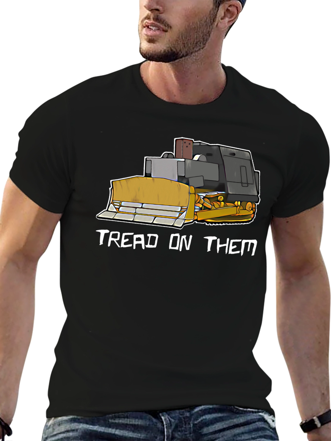 Black Tread On Them Funny Bulldozer T-Shirt view 6