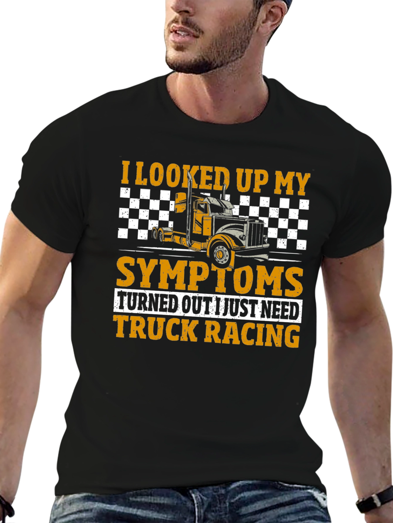 Black Truck Racing T-Shirt - Symptom Relief Funny Tee view 6