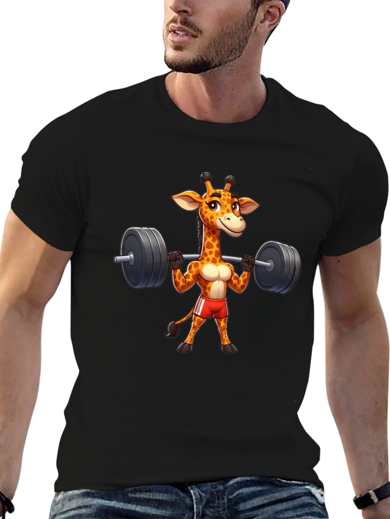 Black Giraffe Gym T-Shirt - Funny Workout Tee view 6
