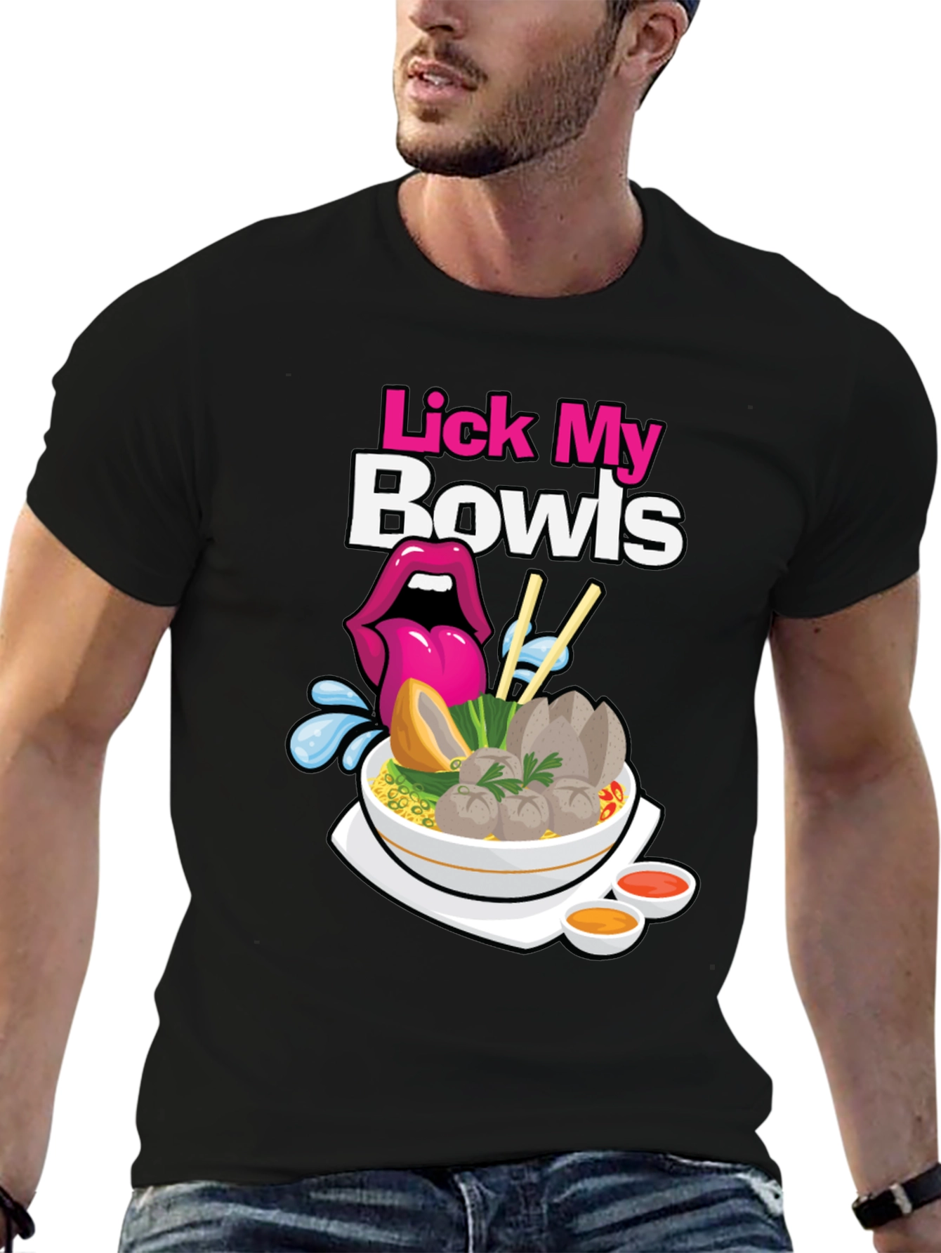 Black Lick My Bowls Graphic T-Shirt view 6