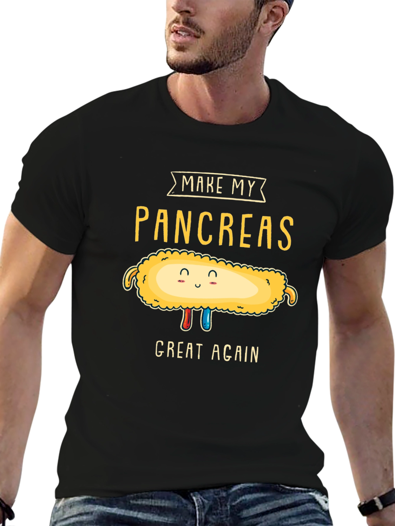 Black Make My Pancreas Great Again Black T-Shirt view 6