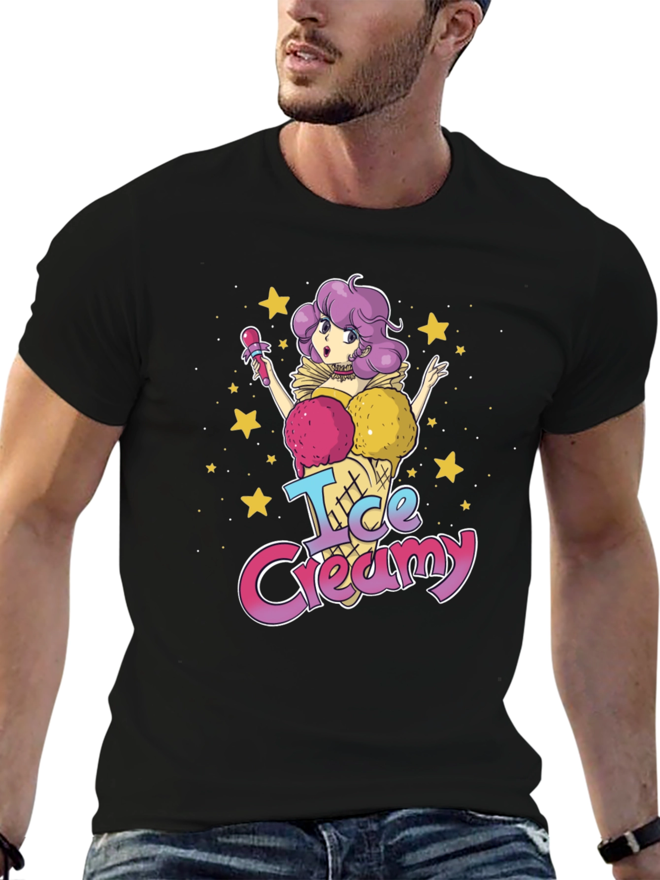 Black Ice Creamy Anime T-Shirt - Sweet & Stylish Tee view 6