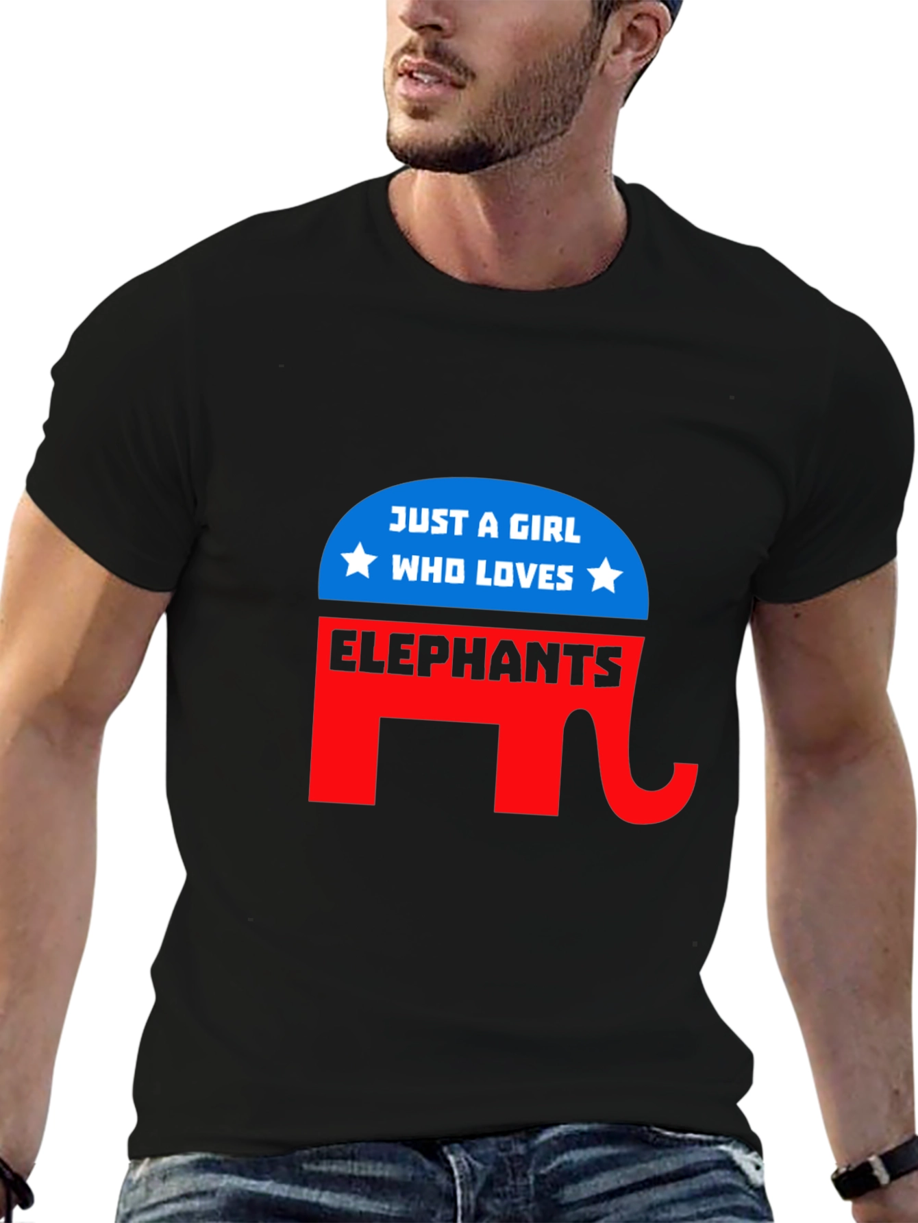 Black Girl Loves Elephants T-Shirt view 6