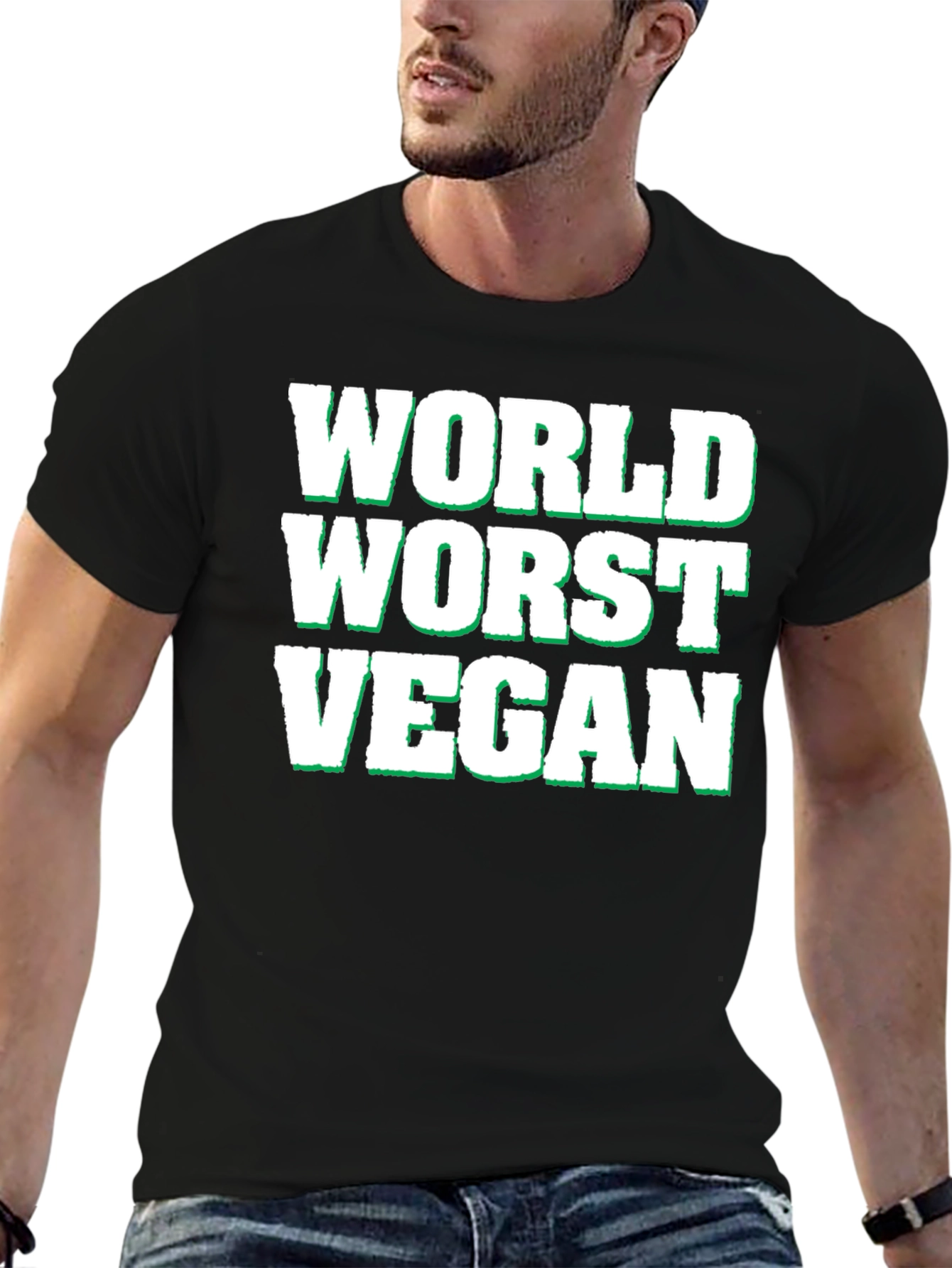 Black World's Worst Vegan T-Shirt - Funny Novelty Tee view 6