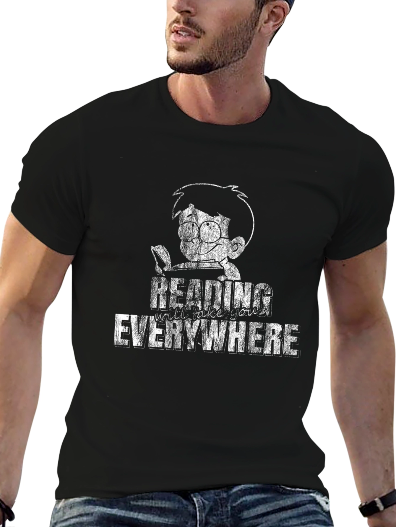 Black Reading Everywhere Graphic T-Shirt view 6