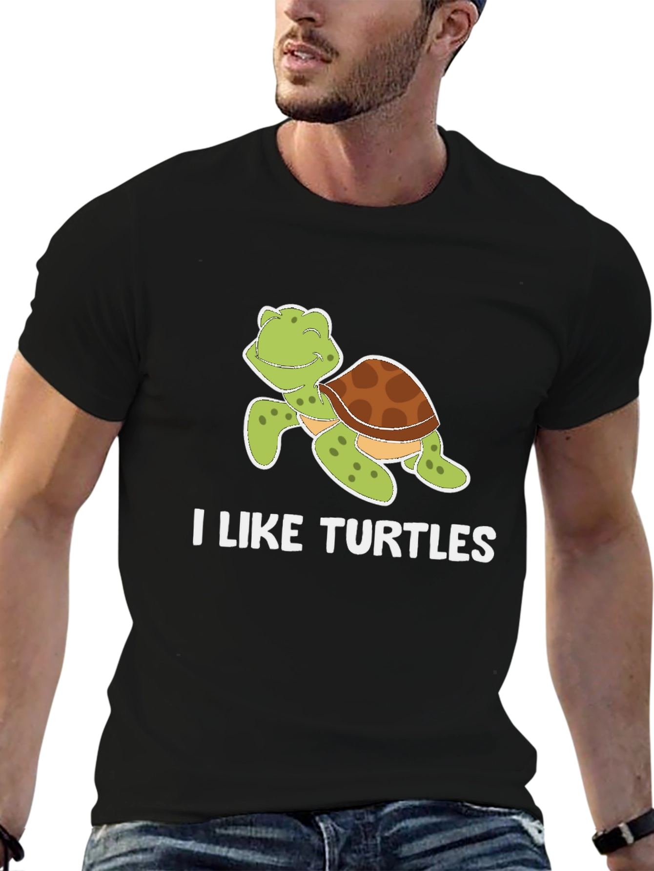 Black I Like Turtles T-Shirt view 6
