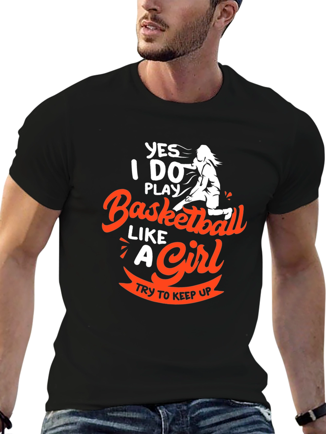 Black Basketball Like a Girl T-Shirt view 6