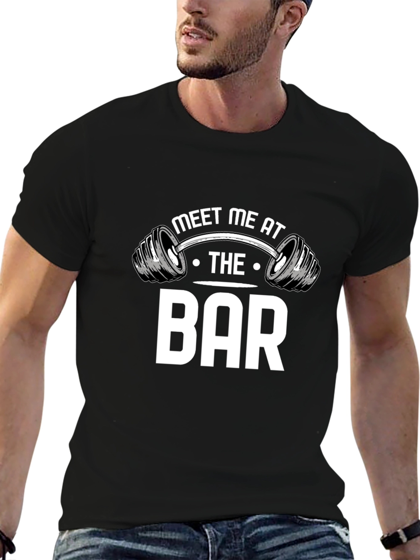 Black Meet Me at The Bar T-Shirt - Funny Gym Workout Tee view 6