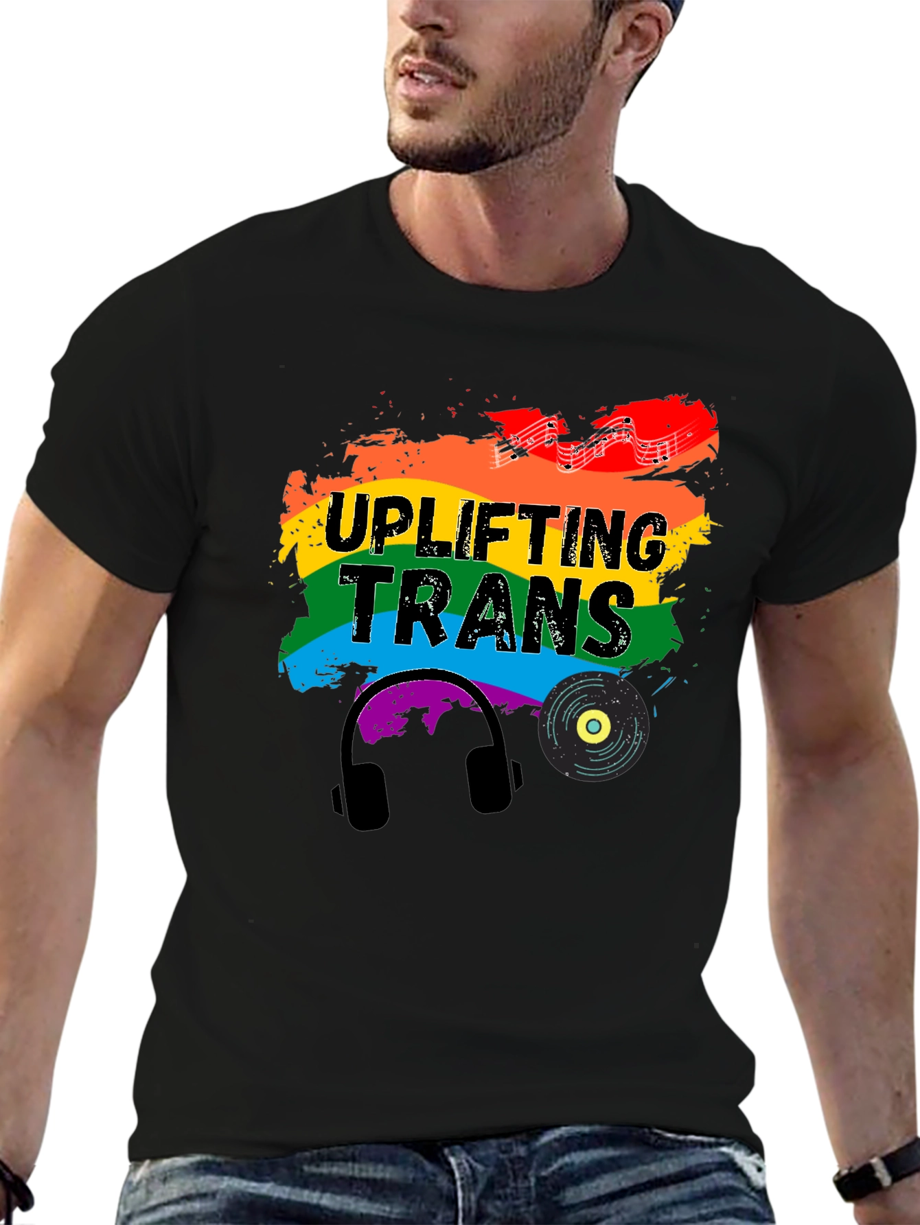 Black Uplifting Trans Pride T-Shirt view 6
