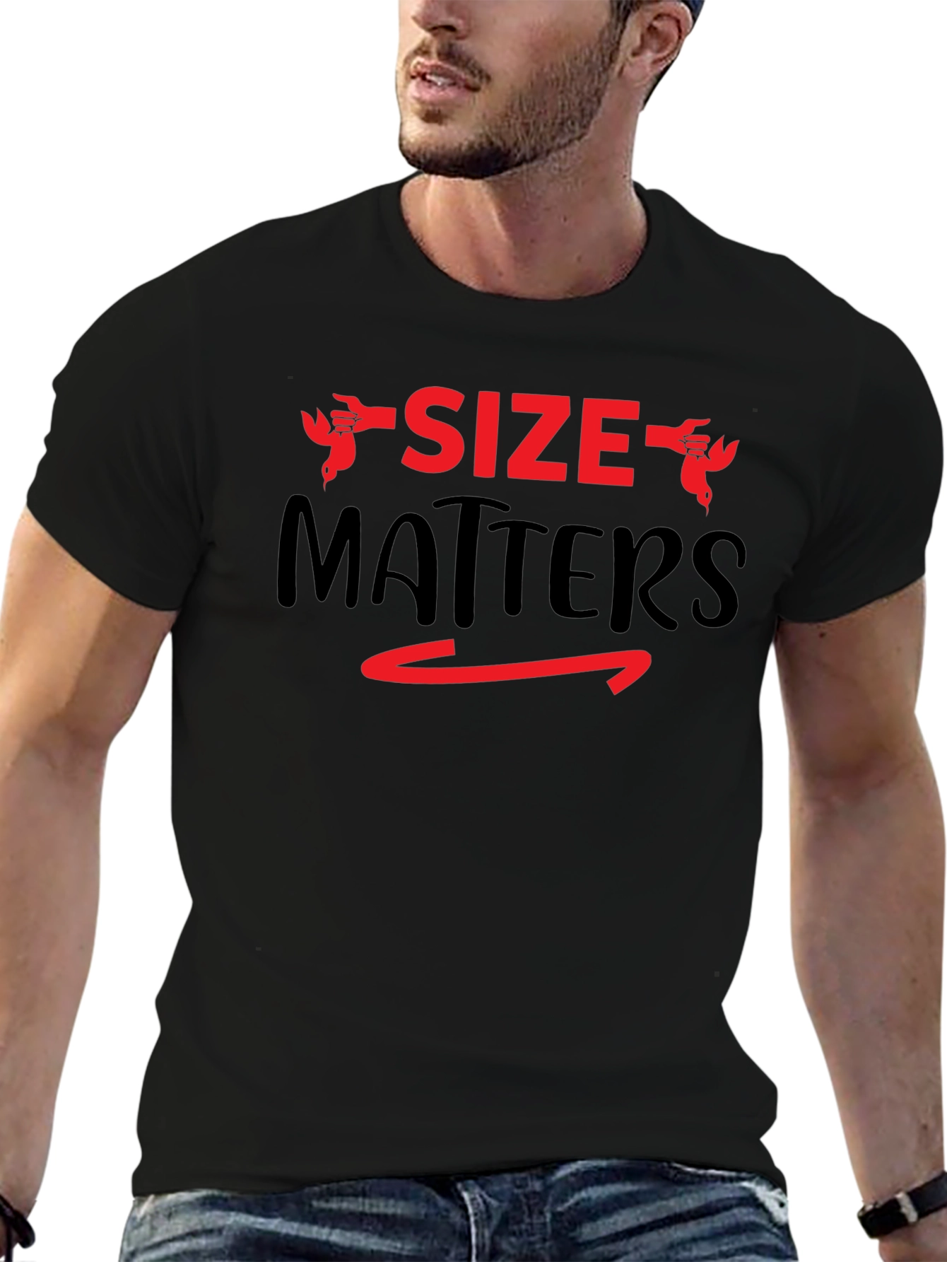 Black Size Matters Graphic Tee - Bold Statement Shirt view 6