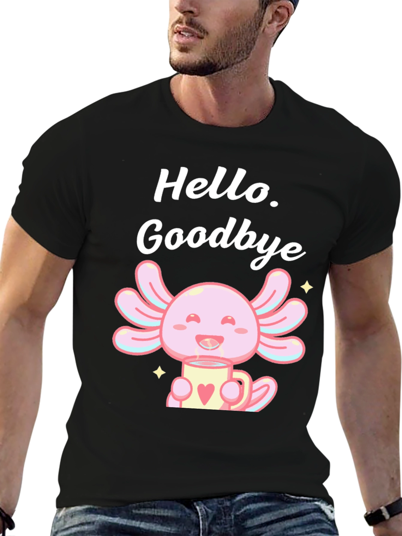 Black Hello Goodbye Axolotl T-Shirt view 6