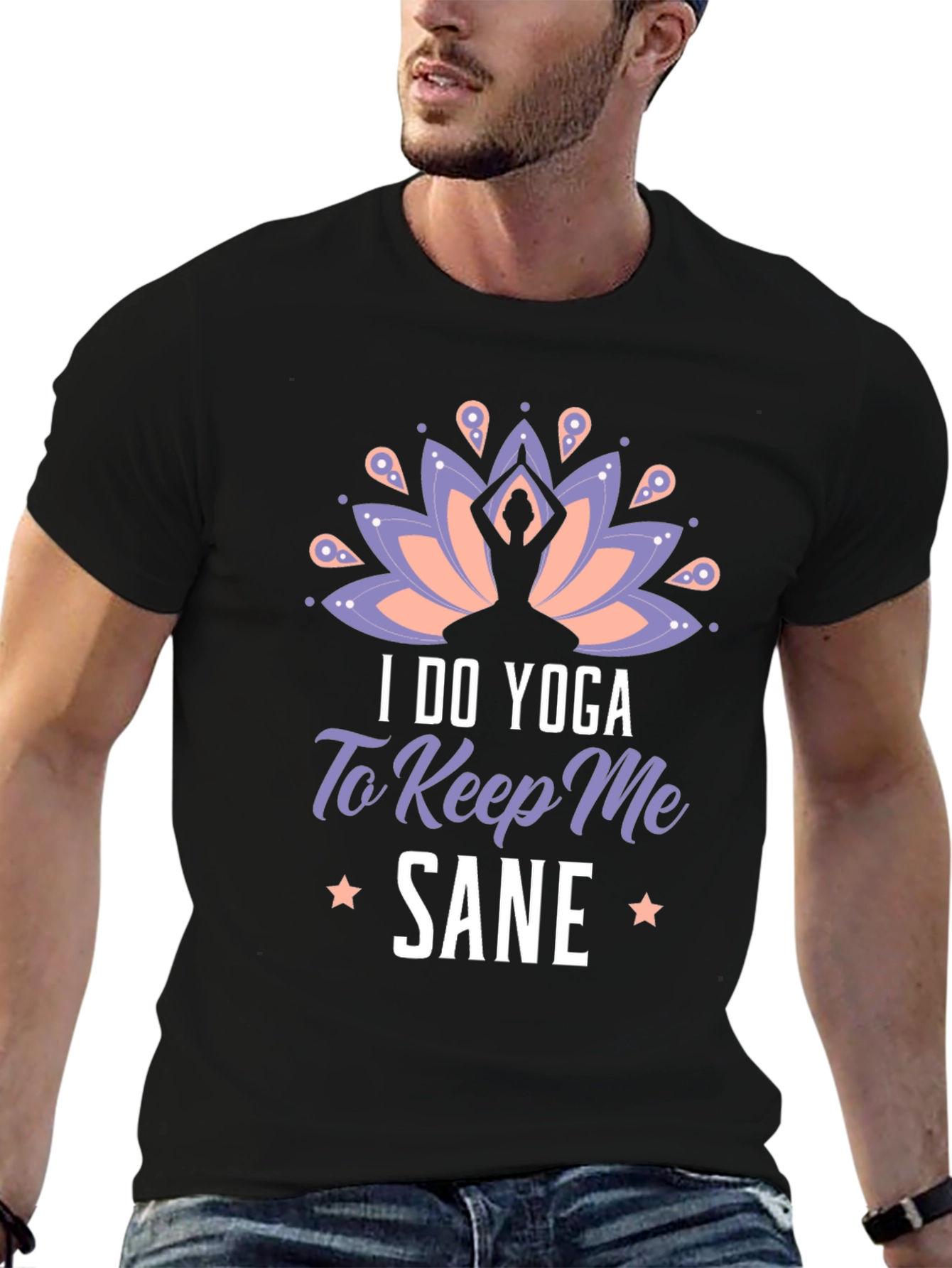 Black Yoga Sane Graphic Tee - Soft Black T-Shirt view 6