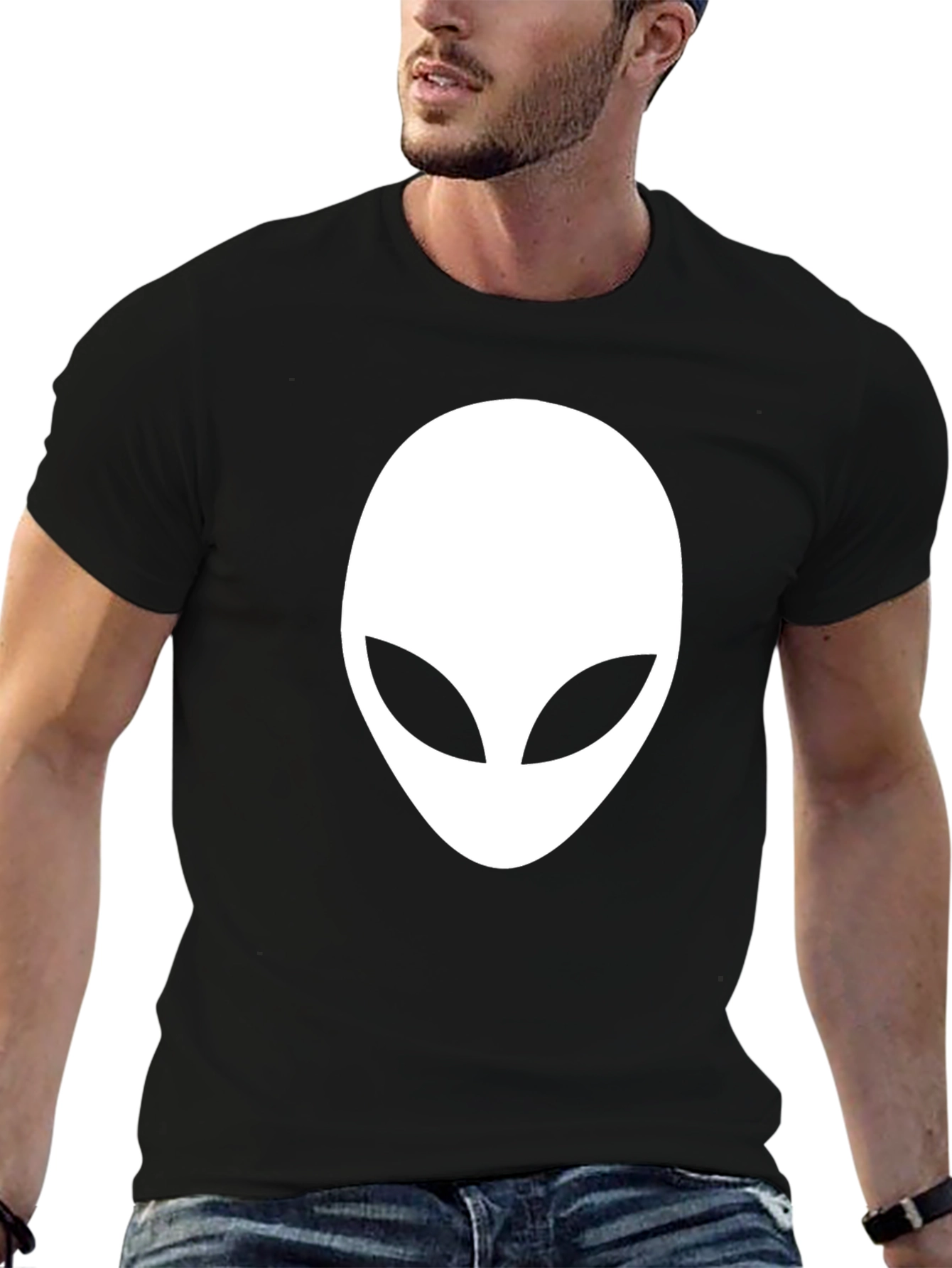 Black Alien Head Graphic Black T-Shirt view 6