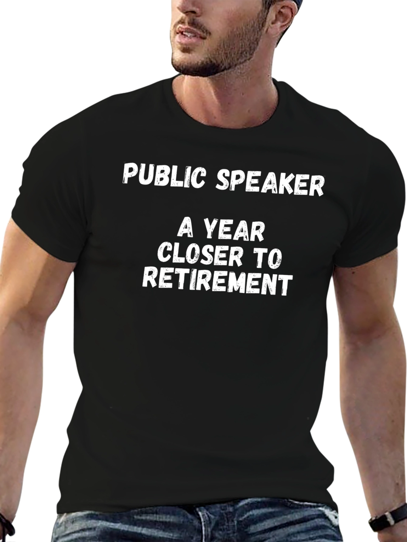 Black Public Speaker Retirement T-Shirt view 6