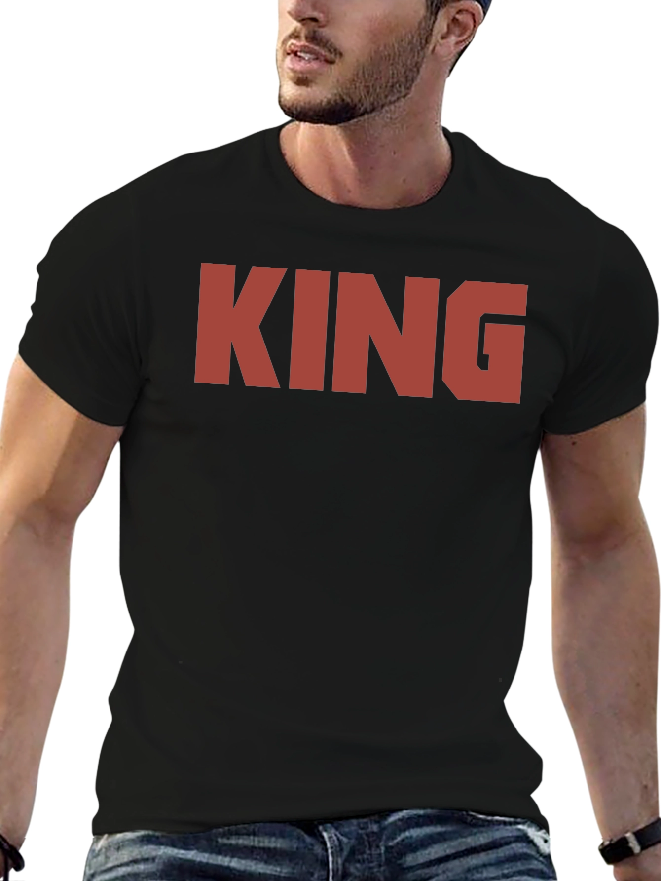 Black Bold King Graphic Tee - Black Crew Neck Shirt view 6