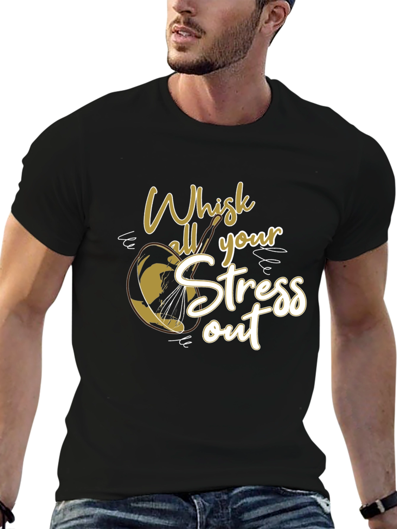Black Whisk Your Stress Out Graphic T-Shirt view 6