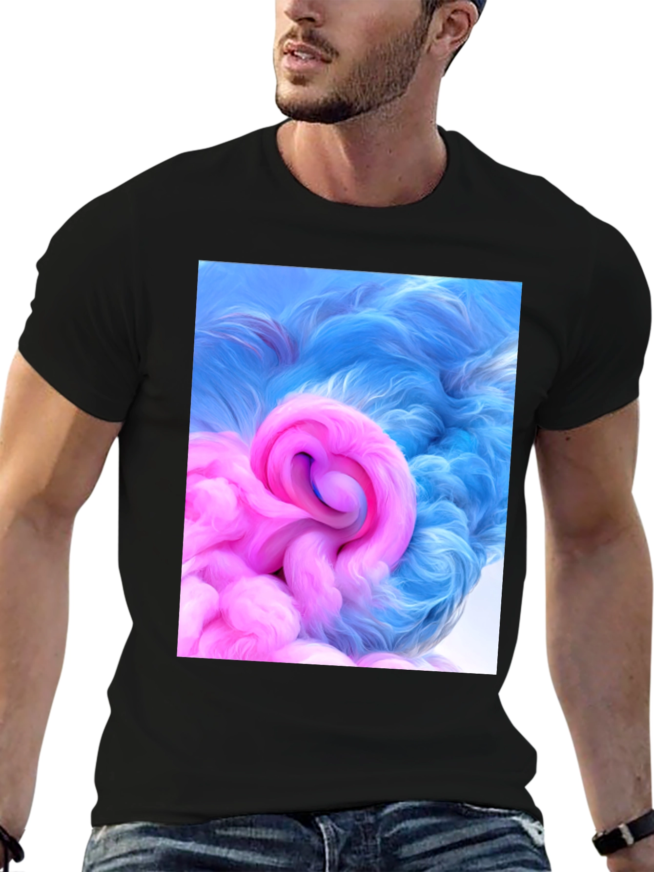Black Abstract Swirl Graphic Tee - Modern Art T-Shirt view 6