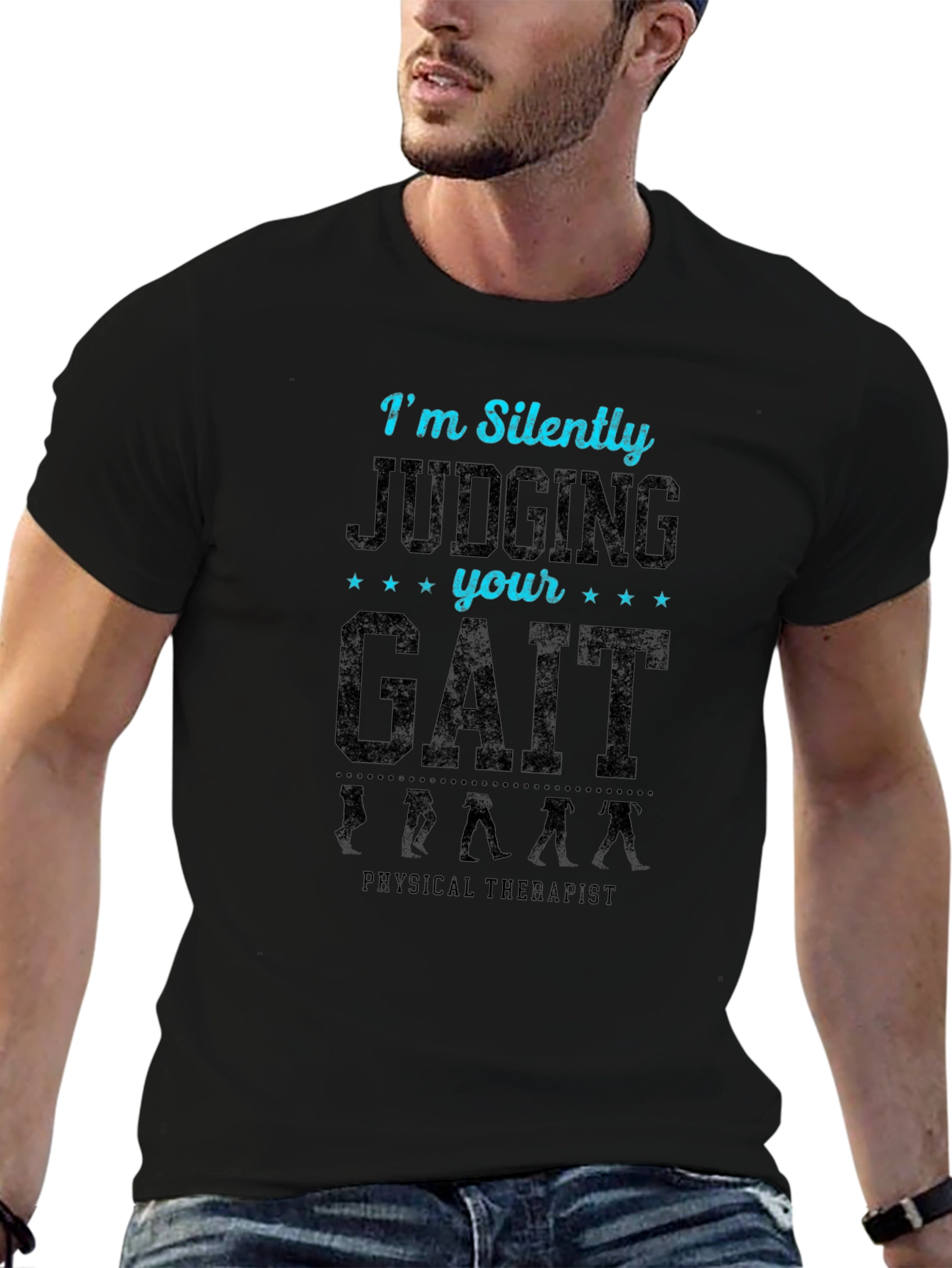 Black Funny Gait Judging Physical Therapist T-Shirt view 6