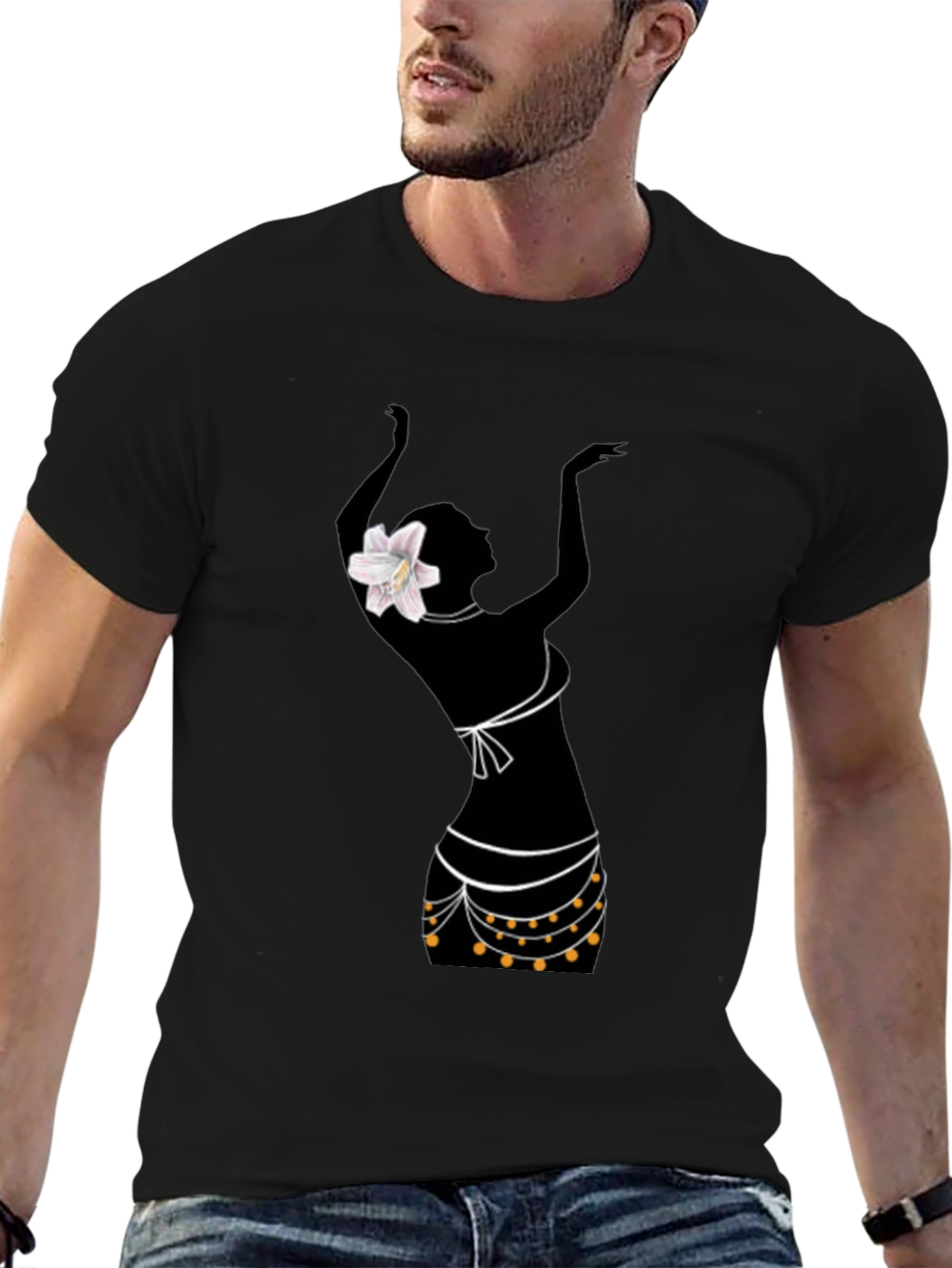 Black Silhouette Dancer Graphic Tee - Stylish Black T-Shirt view 6