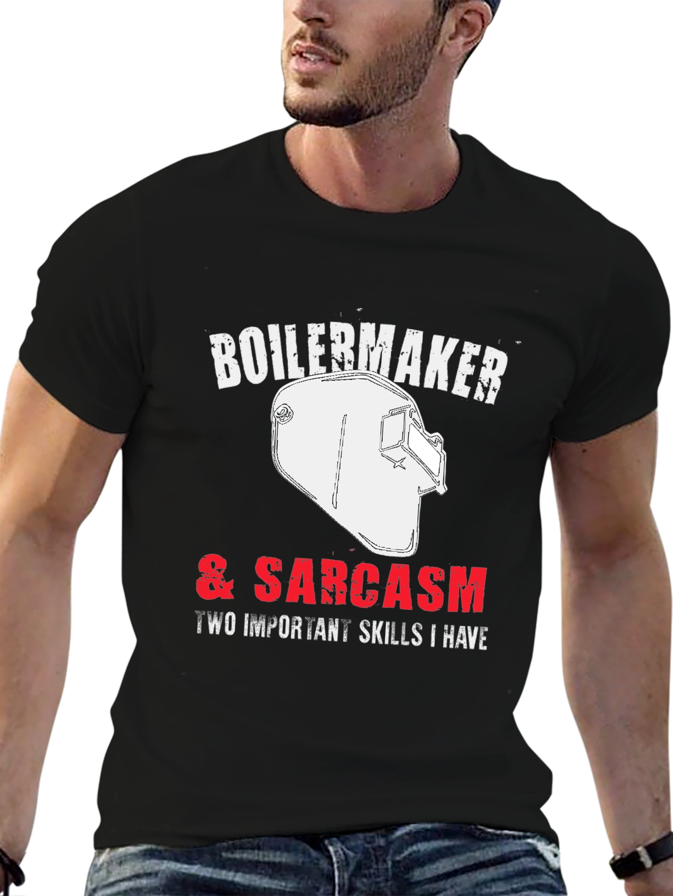 Boilermaker & Sarcasm Graphic Tee - Black Crewneck T-Shirt - 6