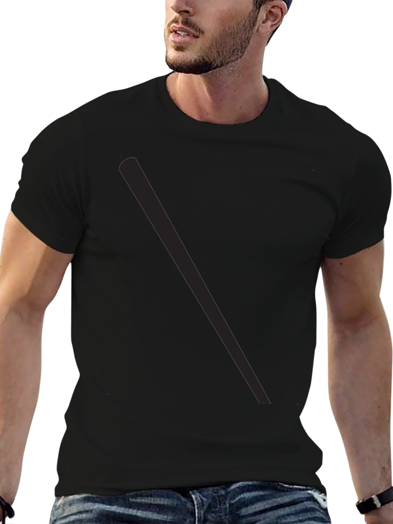 Black Men's Solid Black Casual T-Shirt view 6