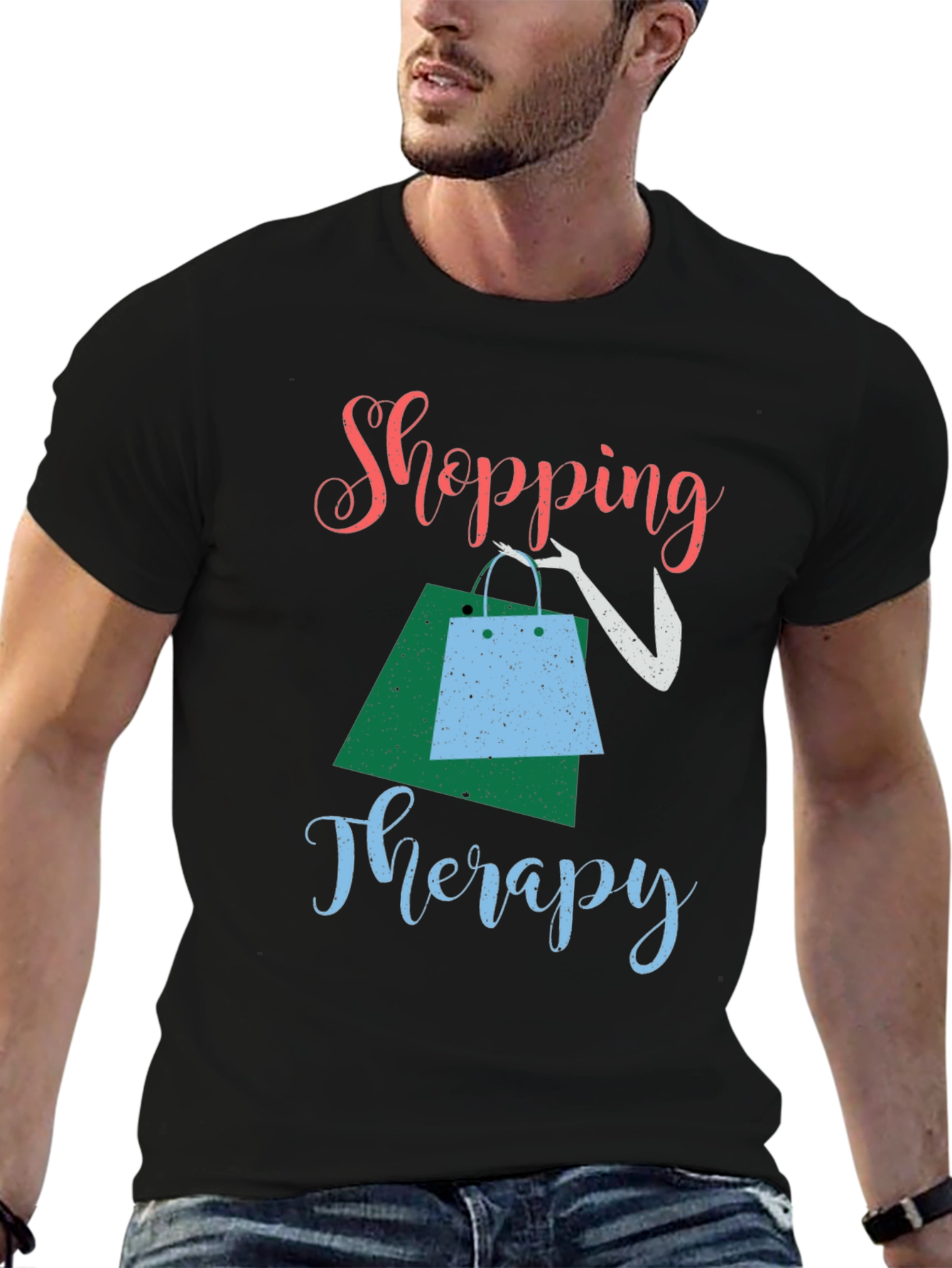 Black Shopping Therapy Tee view 6