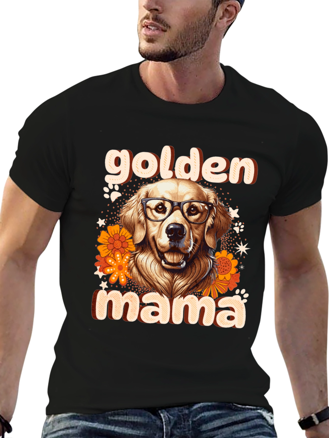 Black Golden Mama Dog T-Shirt view 6