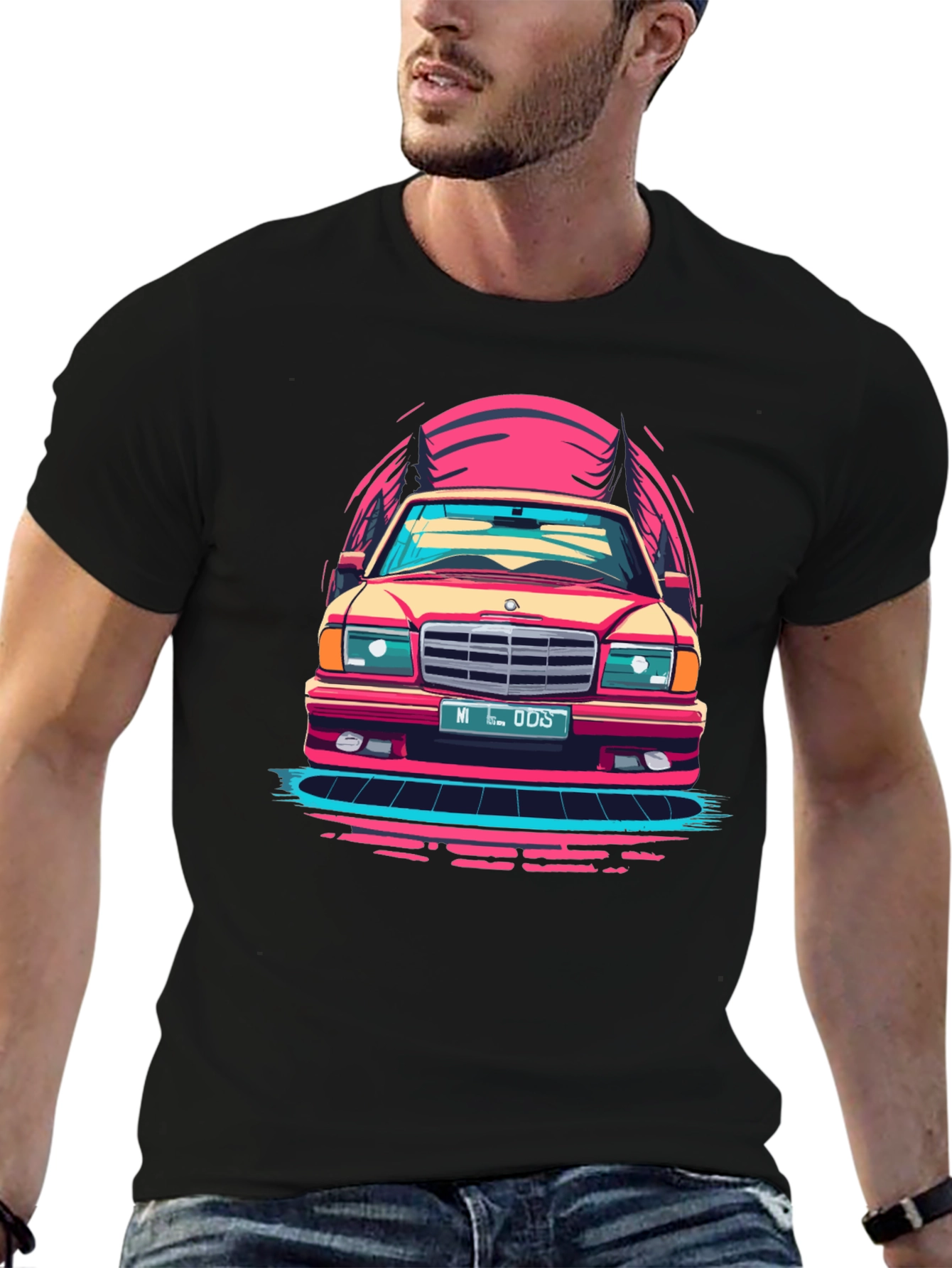 Black Retro Car Graphic T-Shirt - Classic Ride Design view 6
