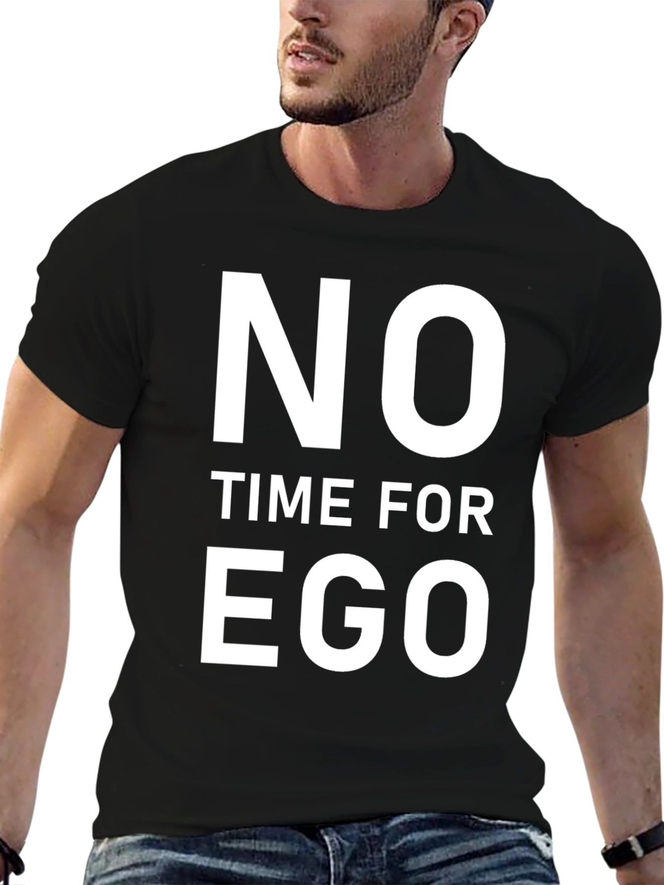 Black No Time For Ego Graphic Tee - Black Cotton T-Shirt view 6