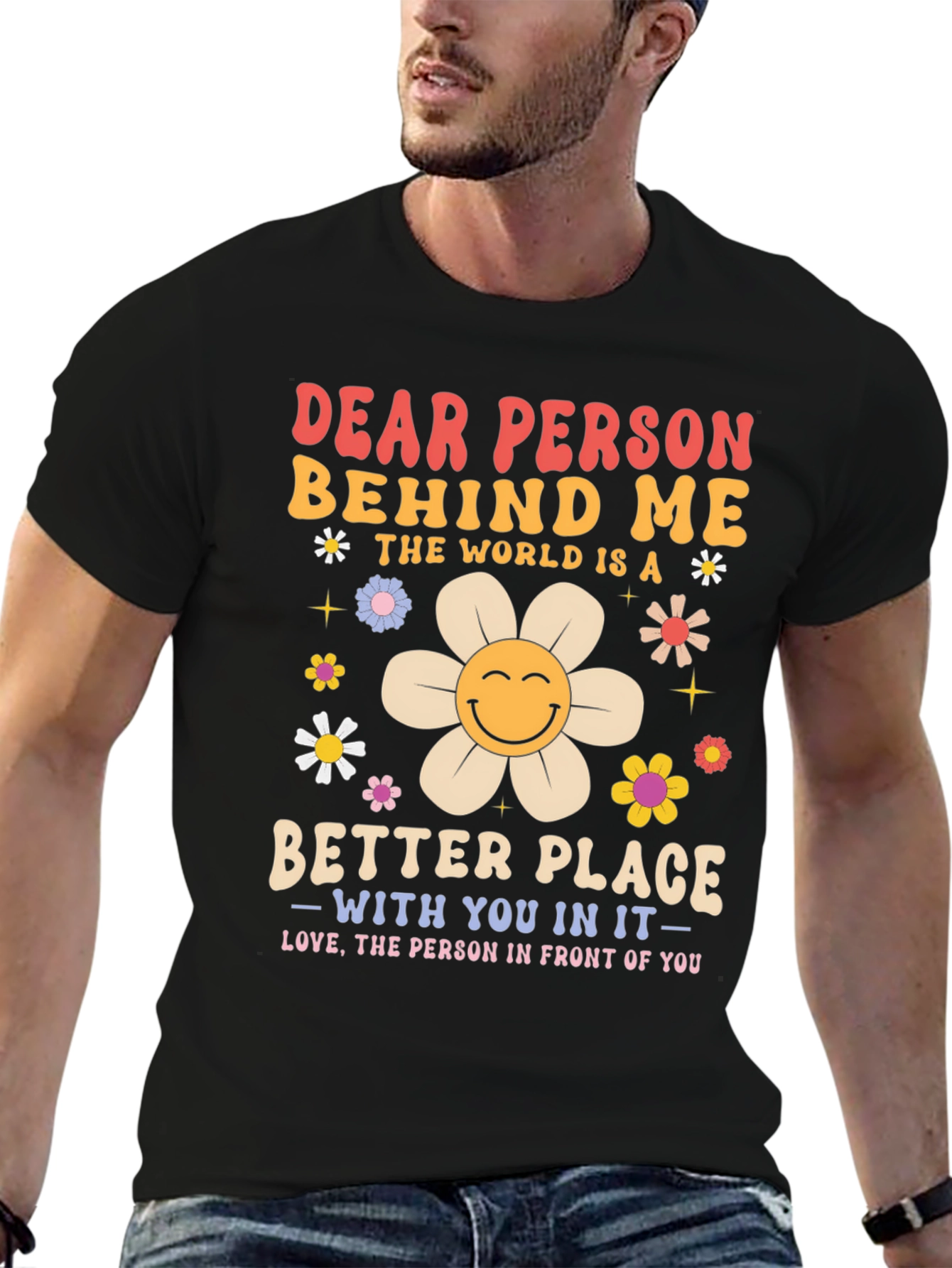 Black Dear Person Behind Me Graphic Tee - Positive Message view 6