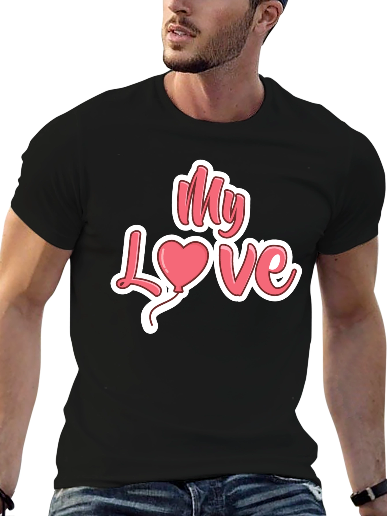 Black My Love Heart Valentine's Day Graphic Tee view 6