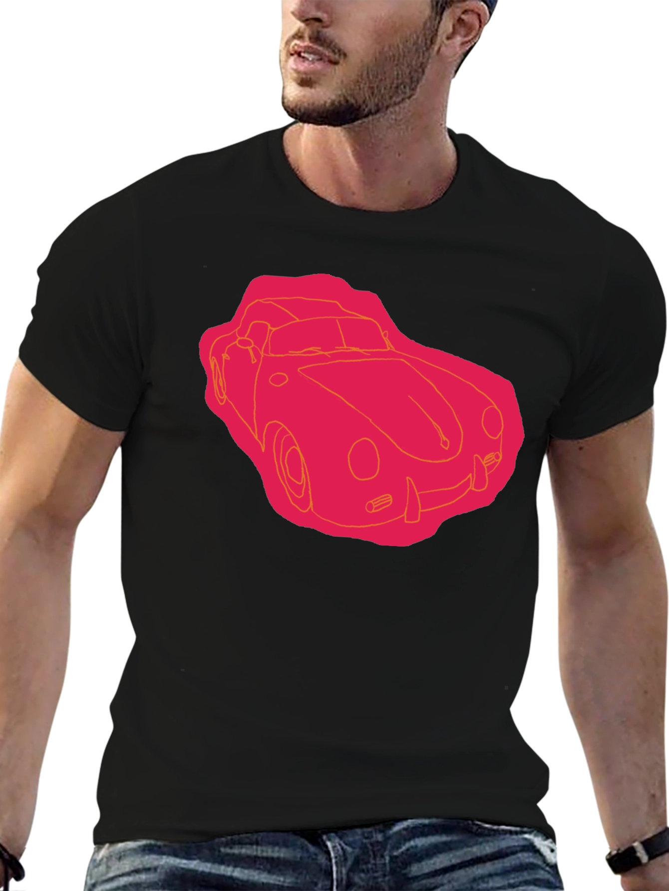 Black Retro Car Graphic Tee - Black view 6