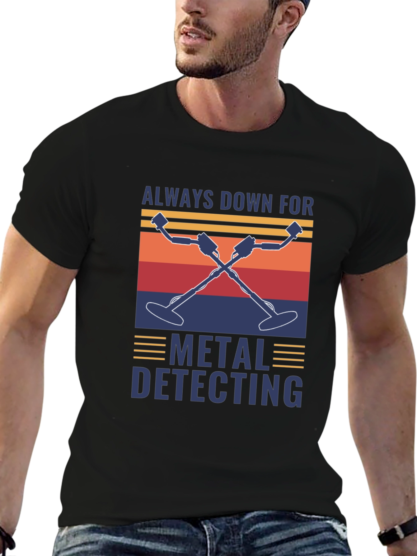 Black Metal Detecting T-Shirt - Always Down For view 6