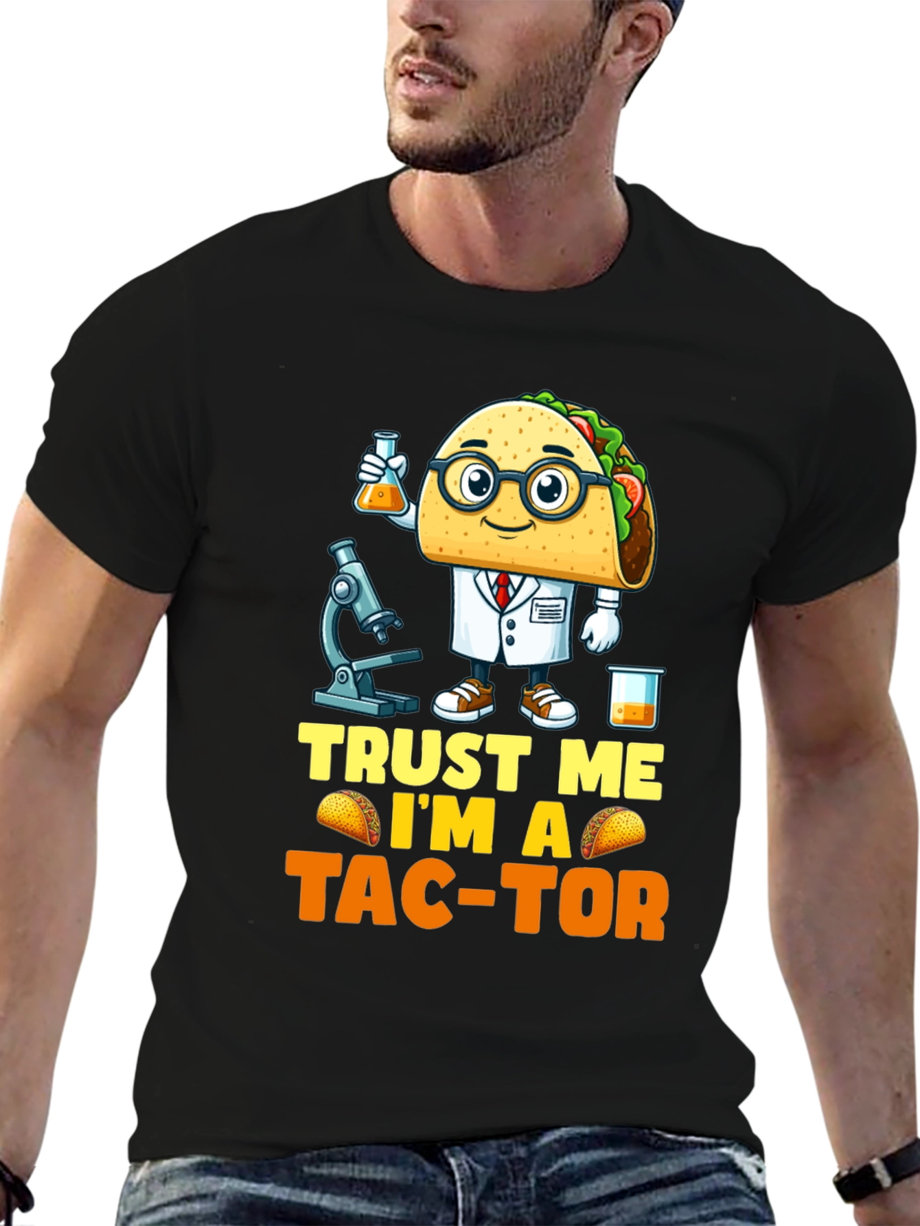 Black Trust Me I'm A Tac-Tor T-Shirt view 6