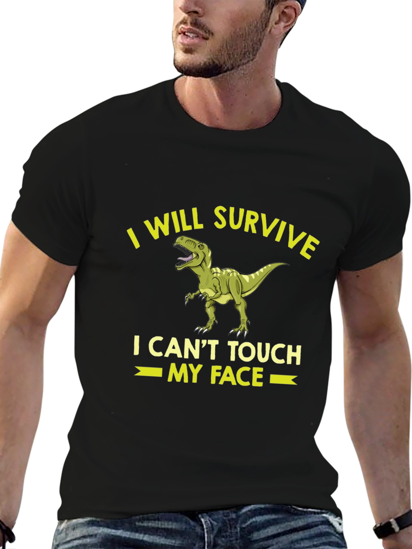 Black I Will Survive Dinosaur T-Shirt view 6