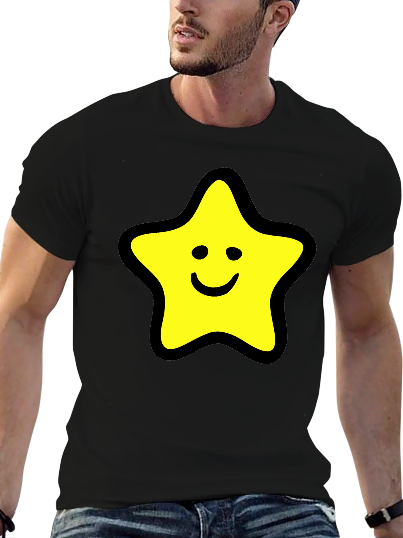Black Star Graphic Black T-Shirt - Comfortable Cotton Blend view 6