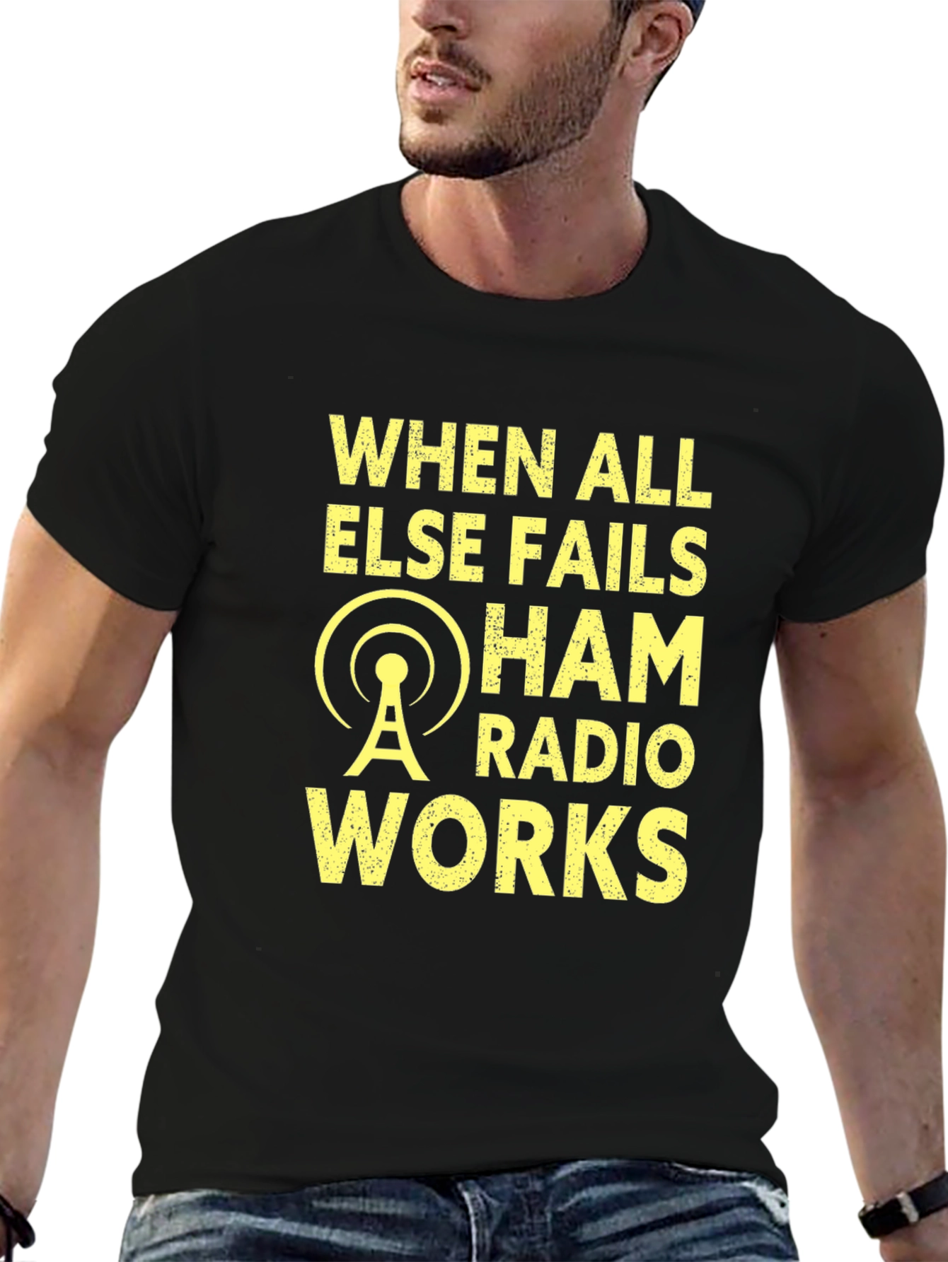 Black Ham Radio Works T-Shirt, Amateur Radio Apparel view 6