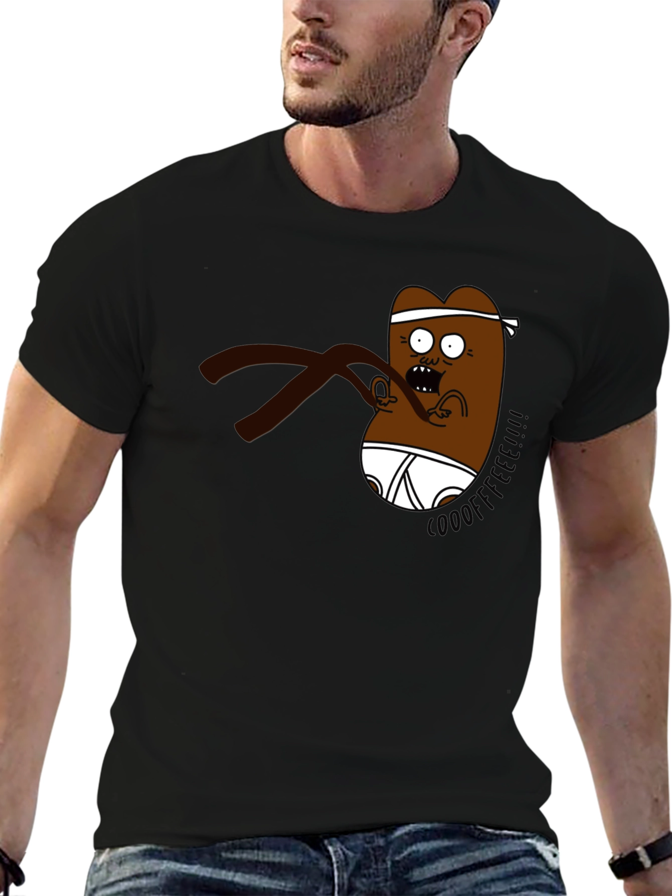 Black Cartoon Character Black T-Shirt view 6
