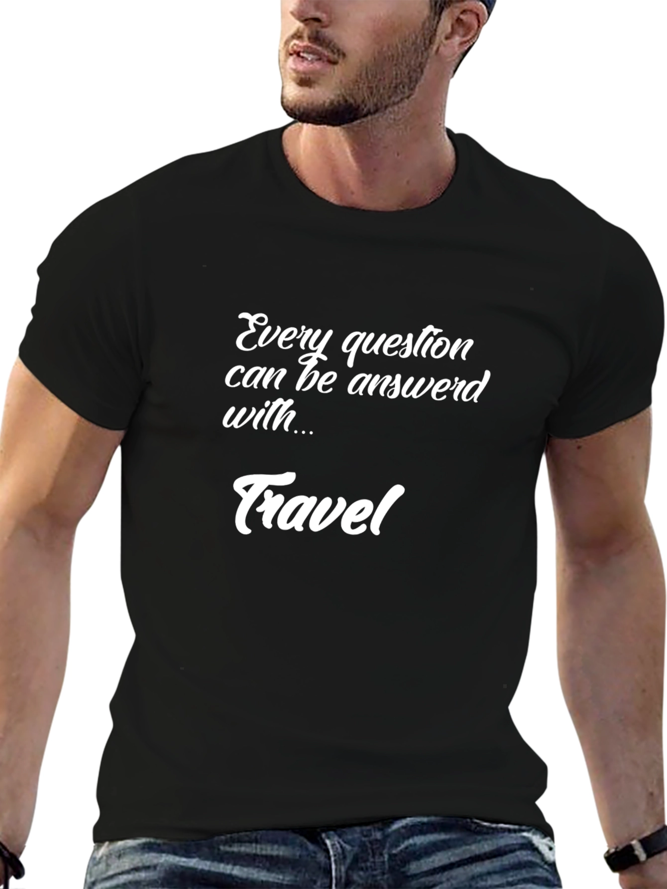 Black Travel Quote Graphic Tee - Black Unisex T-Shirt view 6