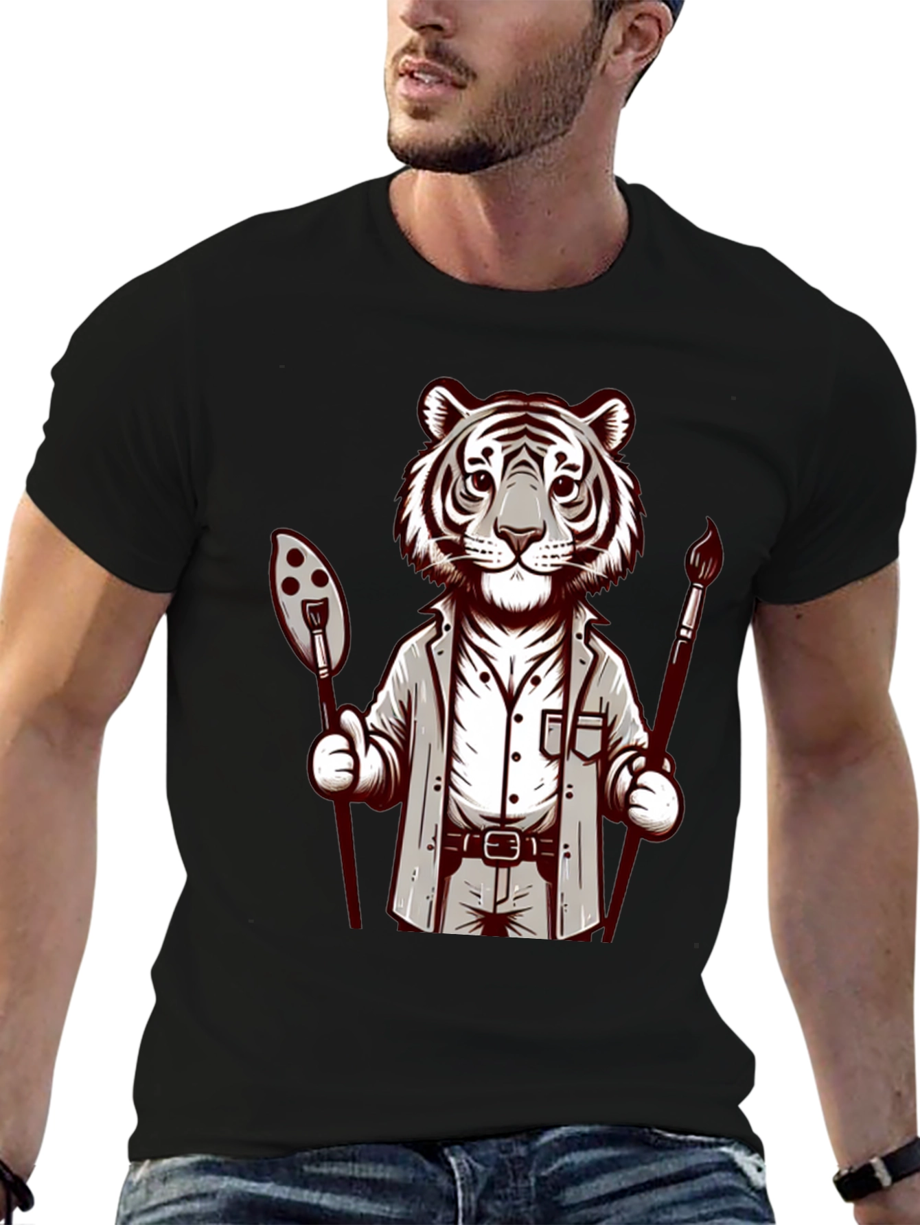 Black Tiger Artist Graphic Tee - Unique Design view 6