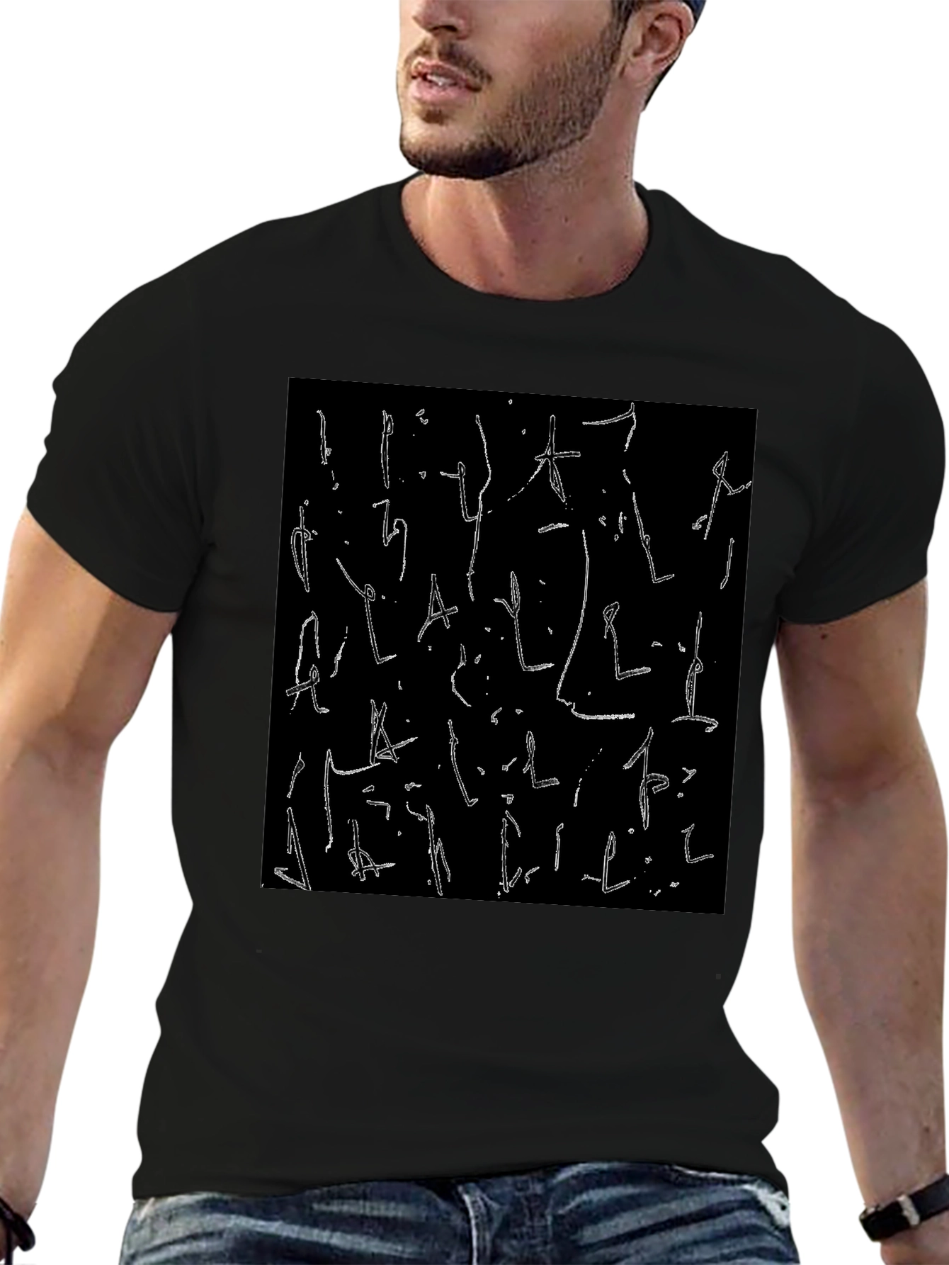 Black Abstract Graphic Print Black T-Shirt view 6