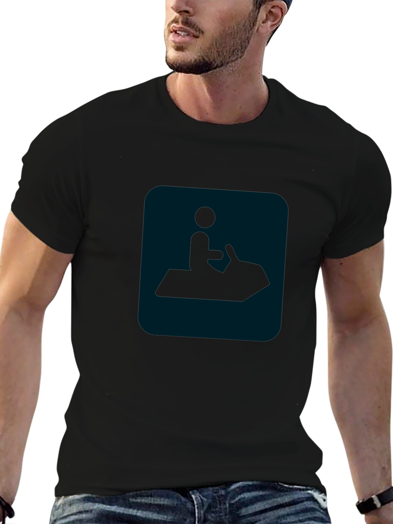 Black Black T-Shirt with Jet Ski Graphic view 6
