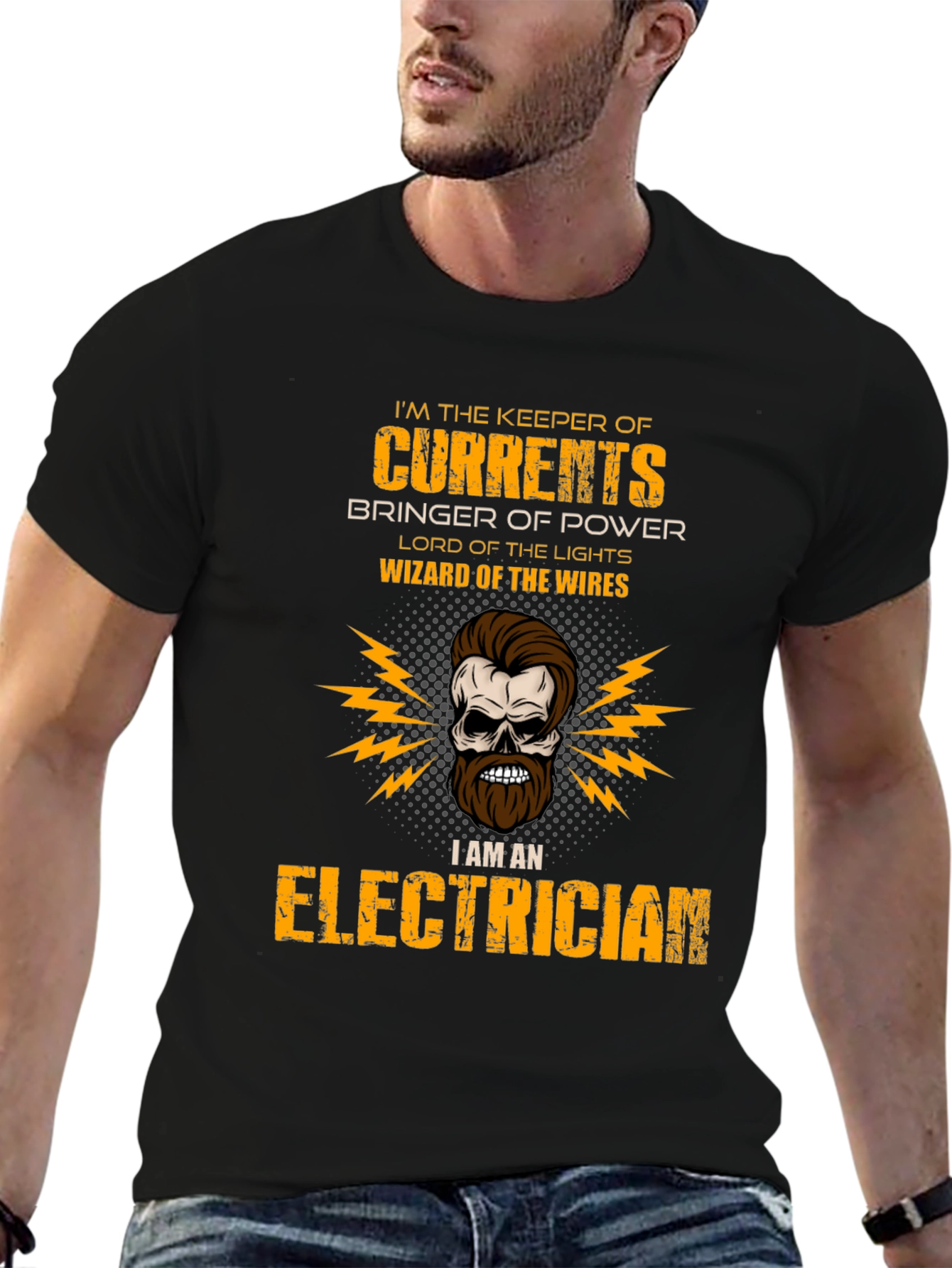 Black Electrician Skull T-Shirt - Keeper of Currents view 6