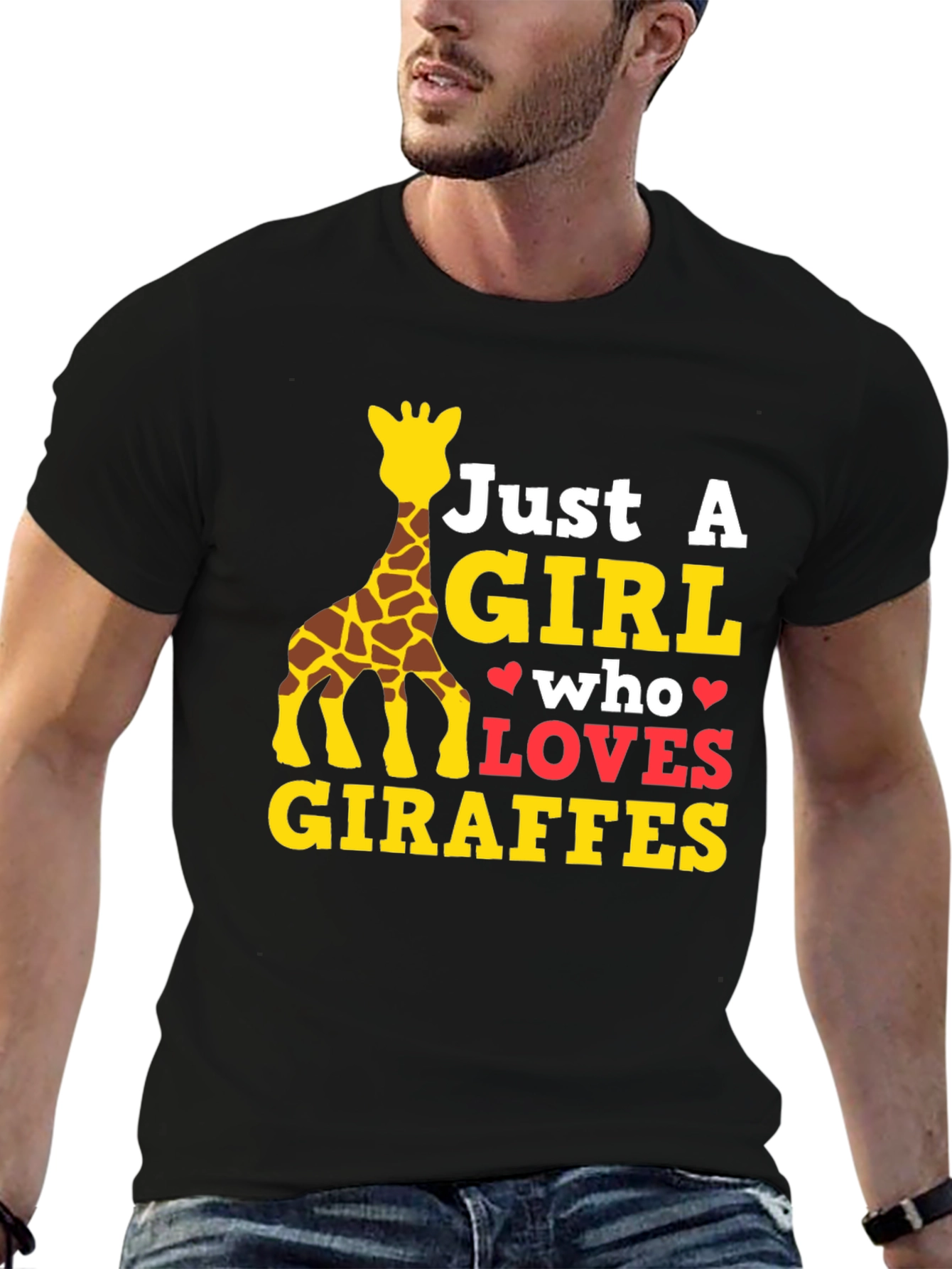 Black Just A Girl Who Loves Giraffes T-Shirt view 6