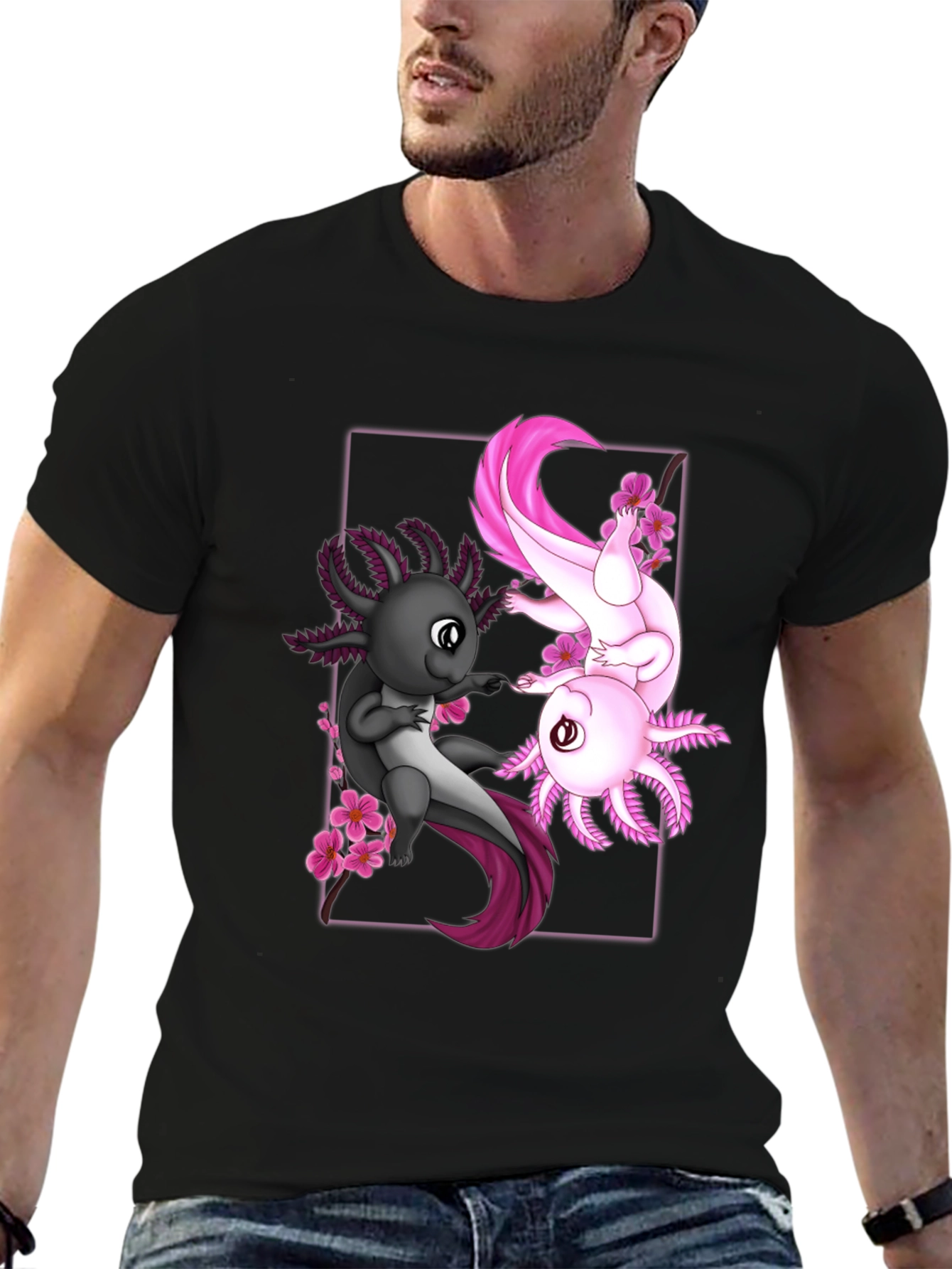 Black Axolotl Graphic Tee - Unique Anime Style Shirt view 6